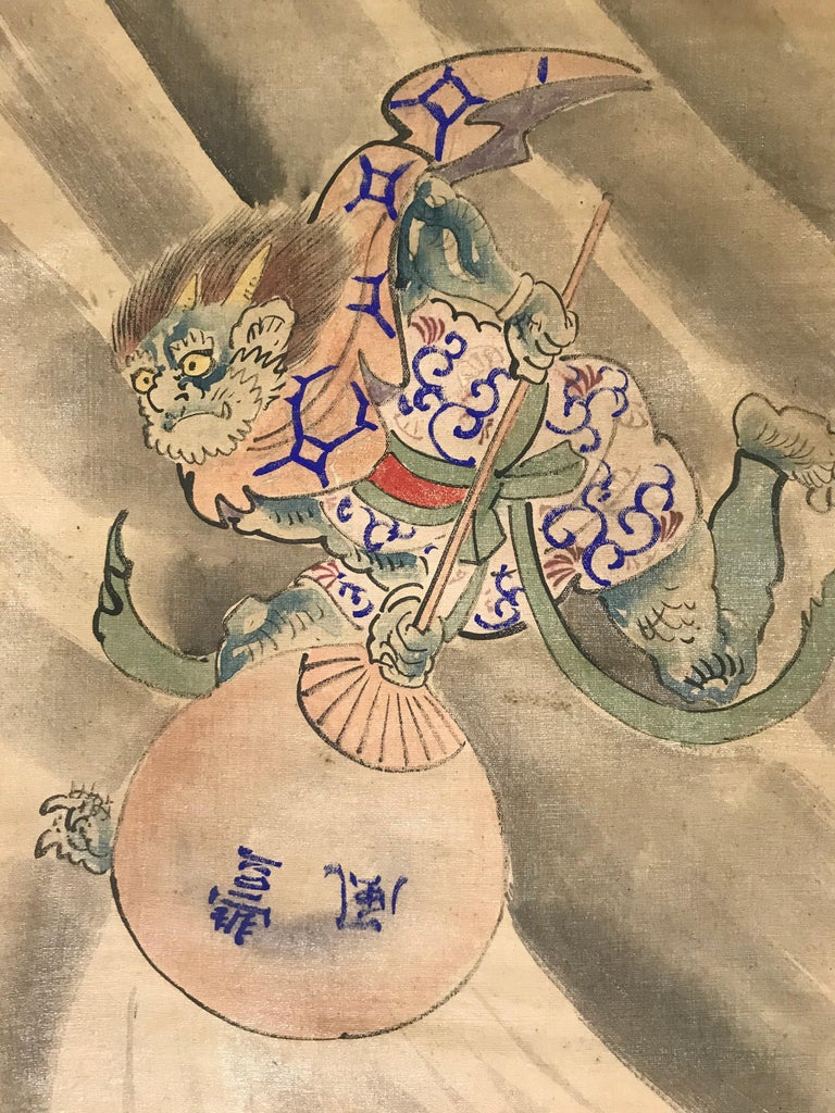 Set of 6 Large Kakemonos Japanese Mythology, 19th Century Japan