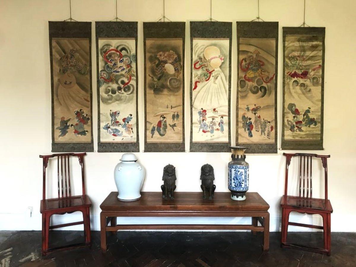 Set of 6 Large Kakemonos Japanese Mythology, 19th Century Japan circa 1800 Edo For Sale 15