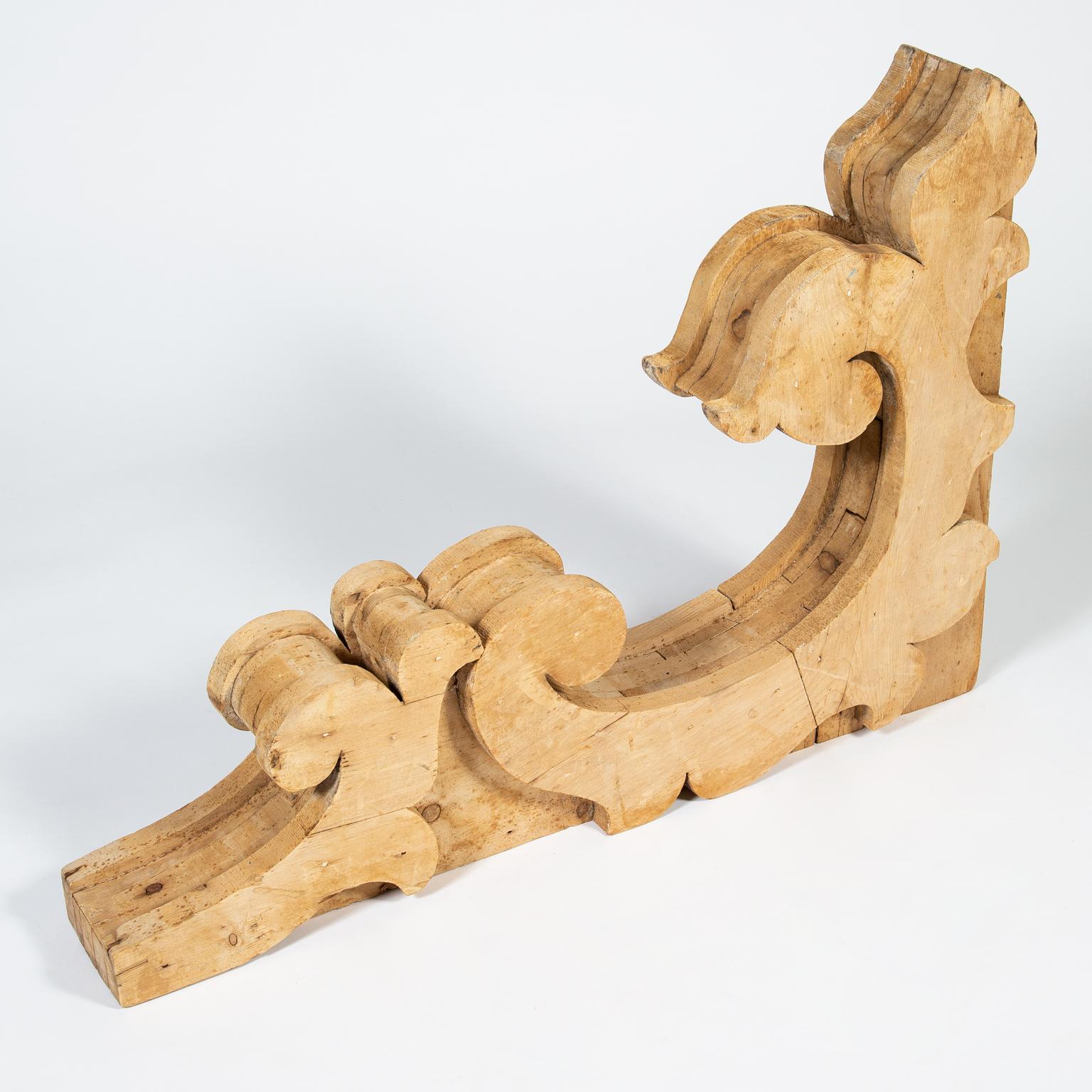 French Set of 6 Large Pine Corbels For Sale