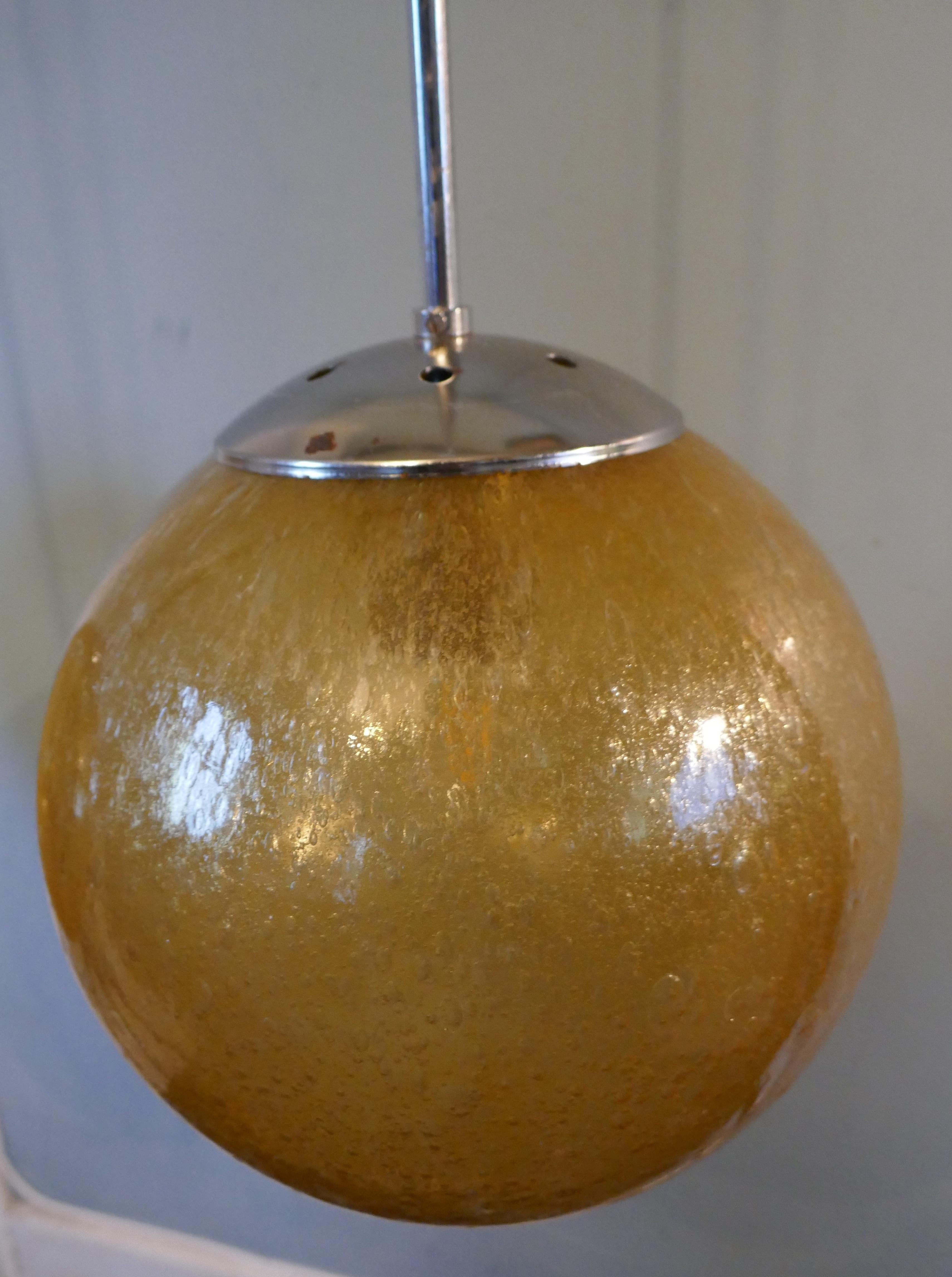 Set of 6 Large Retro Amber Globe and Chrome Lights    For Sale 5