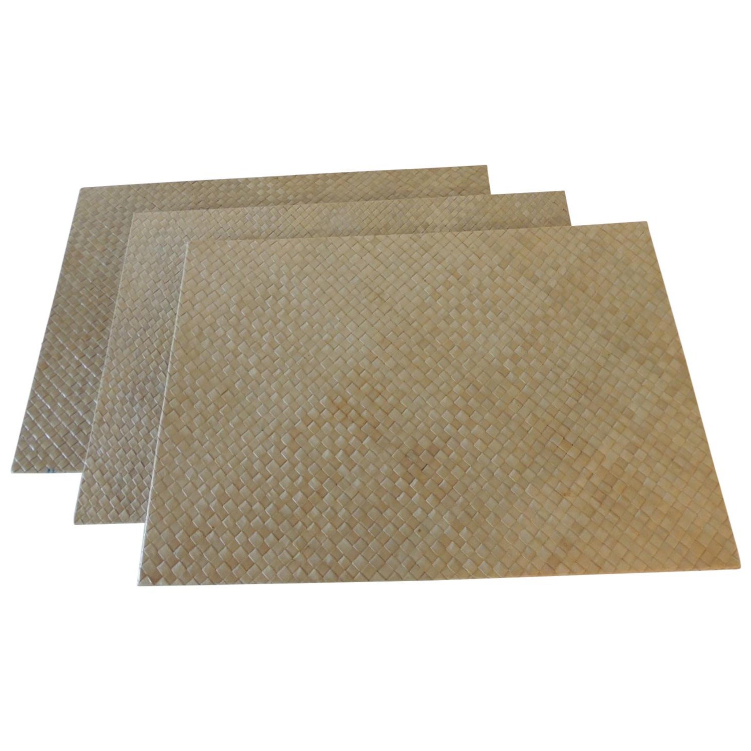 Set of '6' Large Woven Palm Fiber Placemats For Sale at 1stDibs