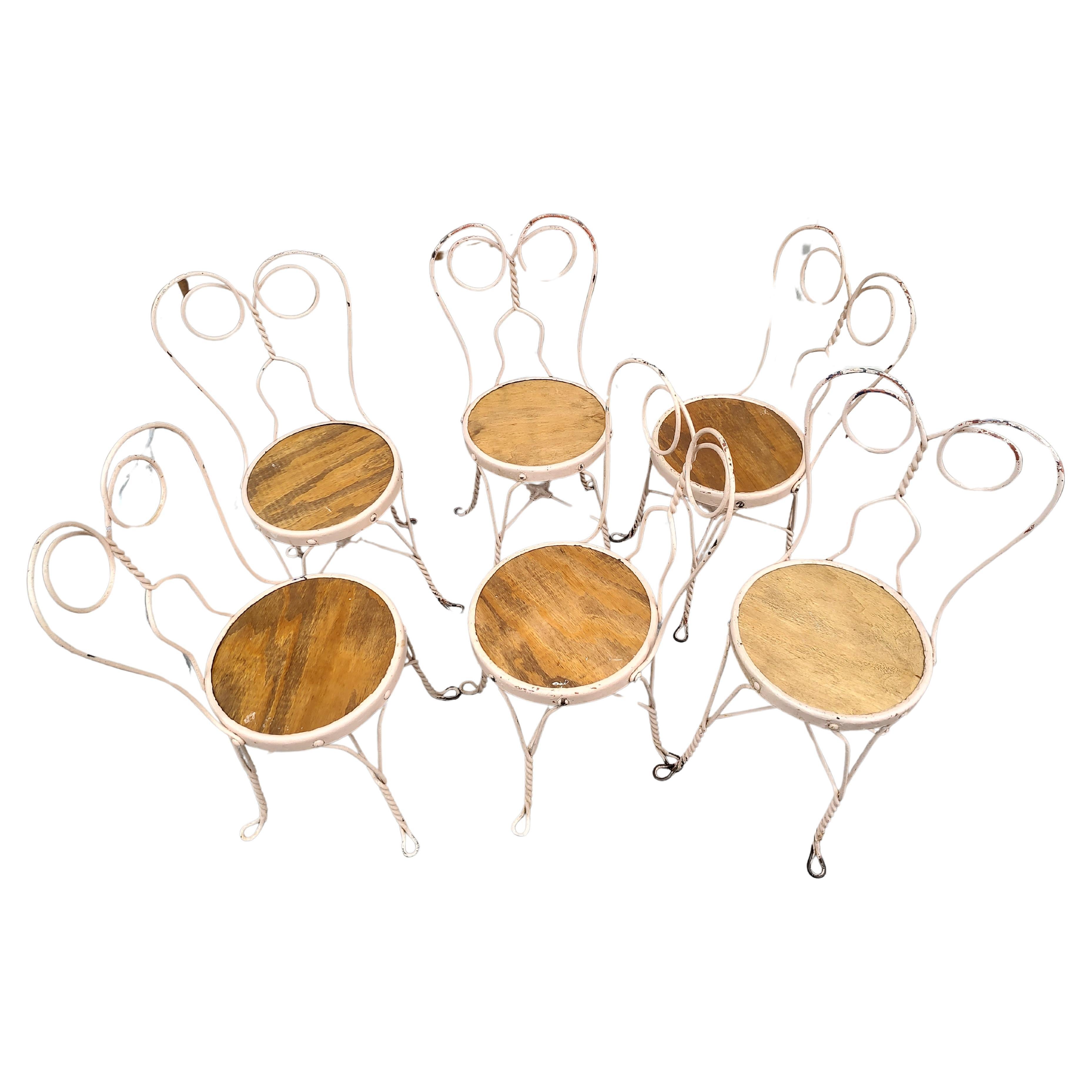 Set of 6 Late 19th Century "Owl Eyes" Ice Cream Parlor Chairs
