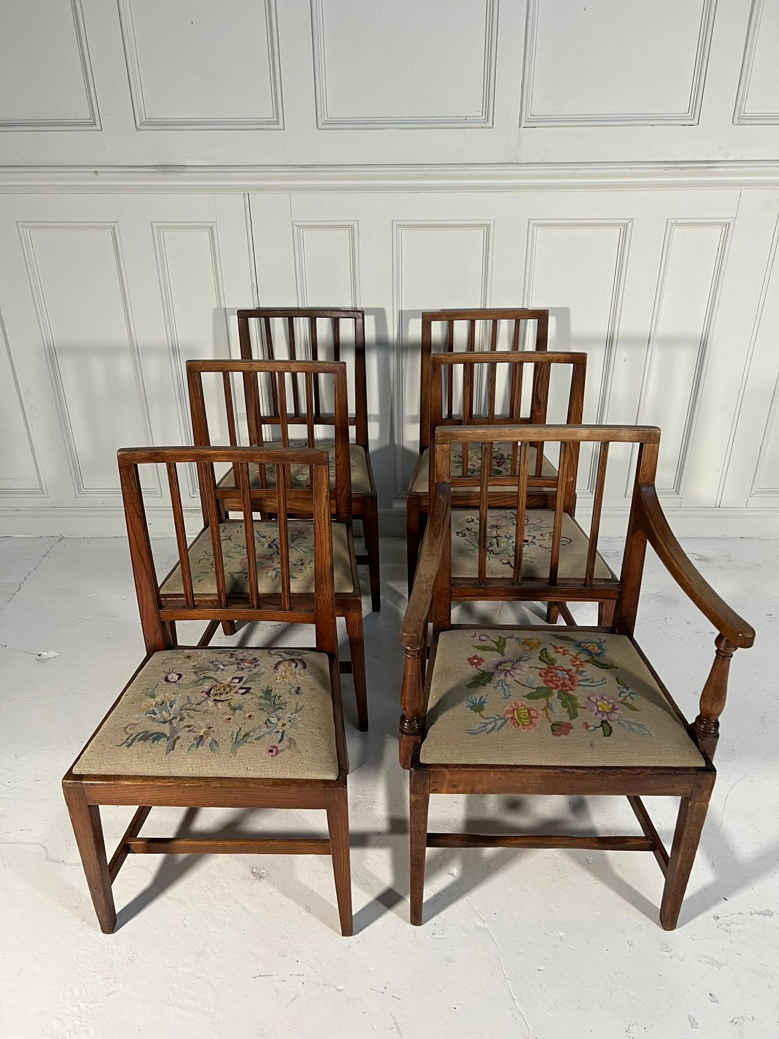 Ash Set of 6 Late 19th Century Scottish Chairs For Sale