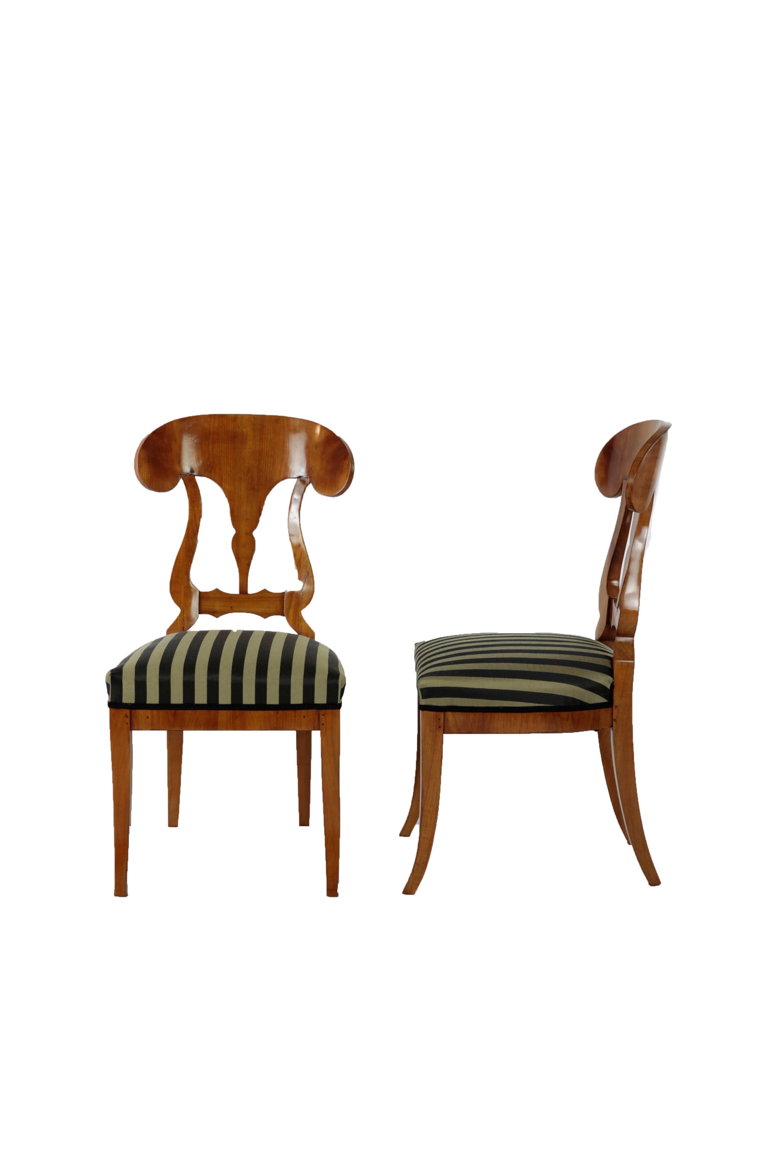 Mid-19th Century Set of 6 Late Biedermeier Period Chairs, Germany Cherrywood Veneer For Sale