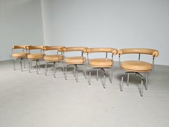 Set of 6 Lc7 Swivel Chairs by Charlotte Perriand for Cassina, 1990s