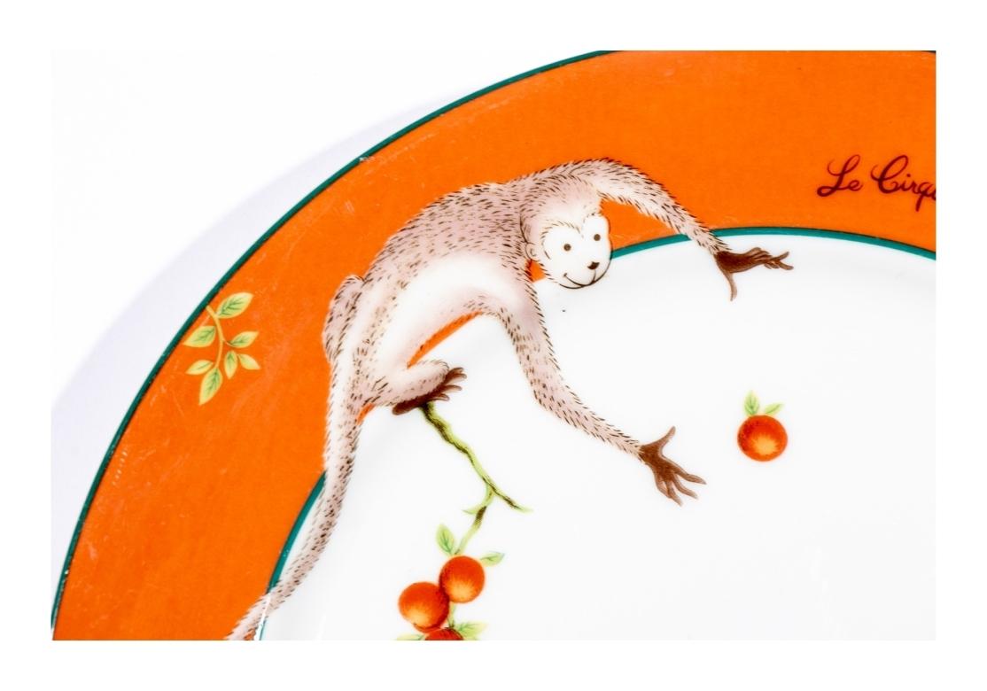 Porcelain Set Of 6 Le Cirque Custom Bernardaud Limoges Monkey Salad Plates
