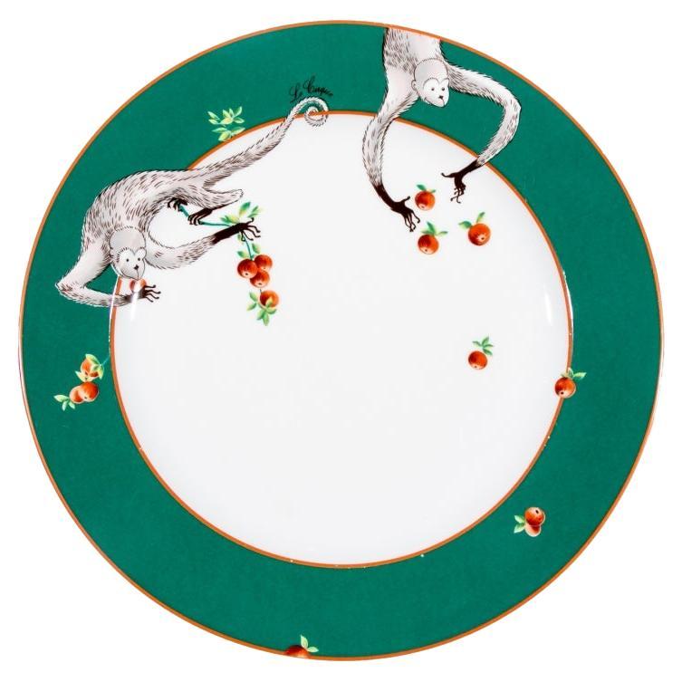 Set 6 Le Cirque Restaurant 11 3/4" LaFarge Limoges Green Monkey Service Plate