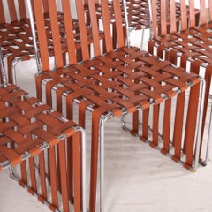 Ensemble de 6 chaises en cuir et chrome