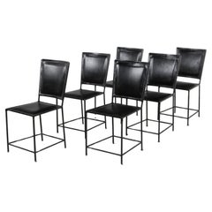 Set of 6 Leather and Iron Vintage Italian Dining Chairs 1970s Set of 6 Leather and Iron Vintage Italian Dining Chairs 1970s