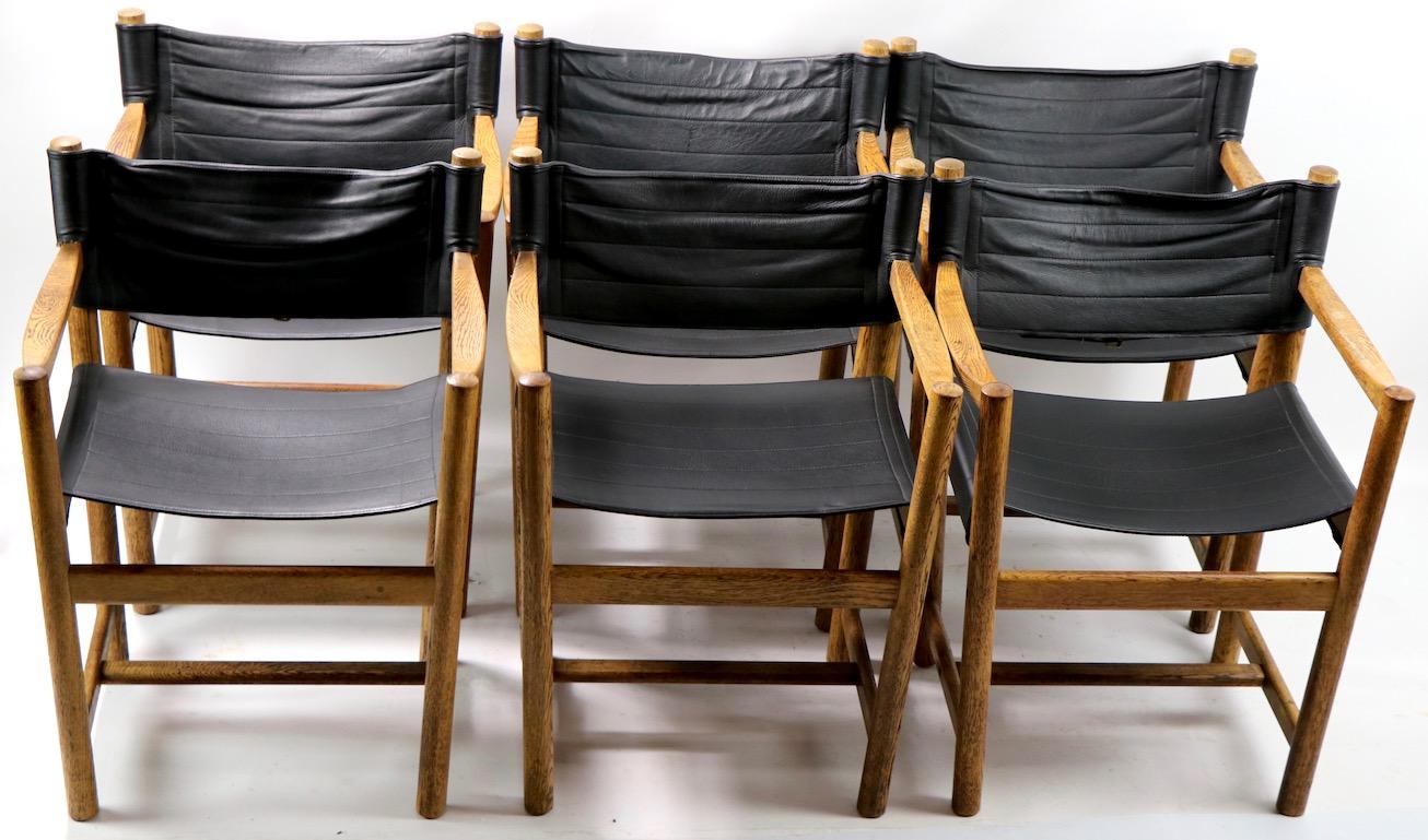 Set of 6 Leather and Oak Dining Chairs by Ditte & Adrian Heath FDB Mobler 13