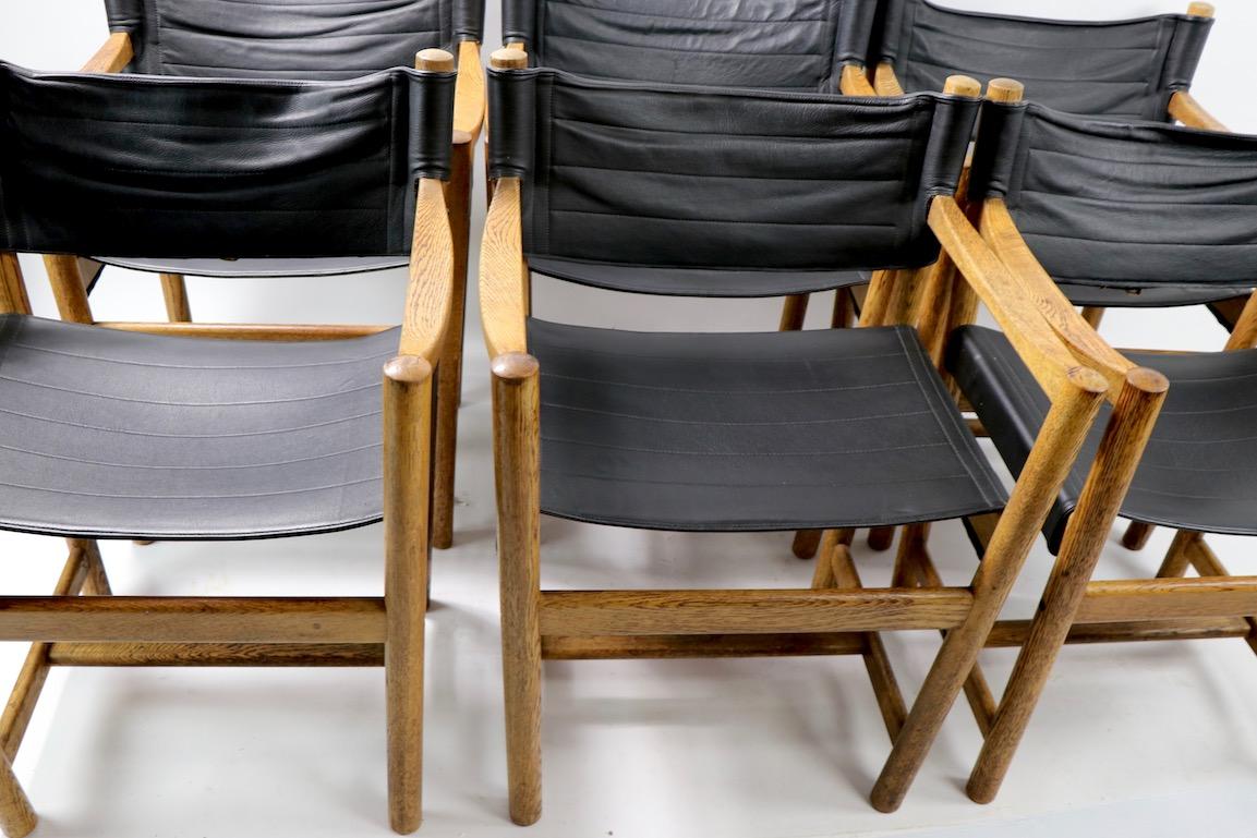 Scandinavian Modern Set of 6 Leather and Oak Dining Chairs by Ditte & Adrian Heath FDB Mobler