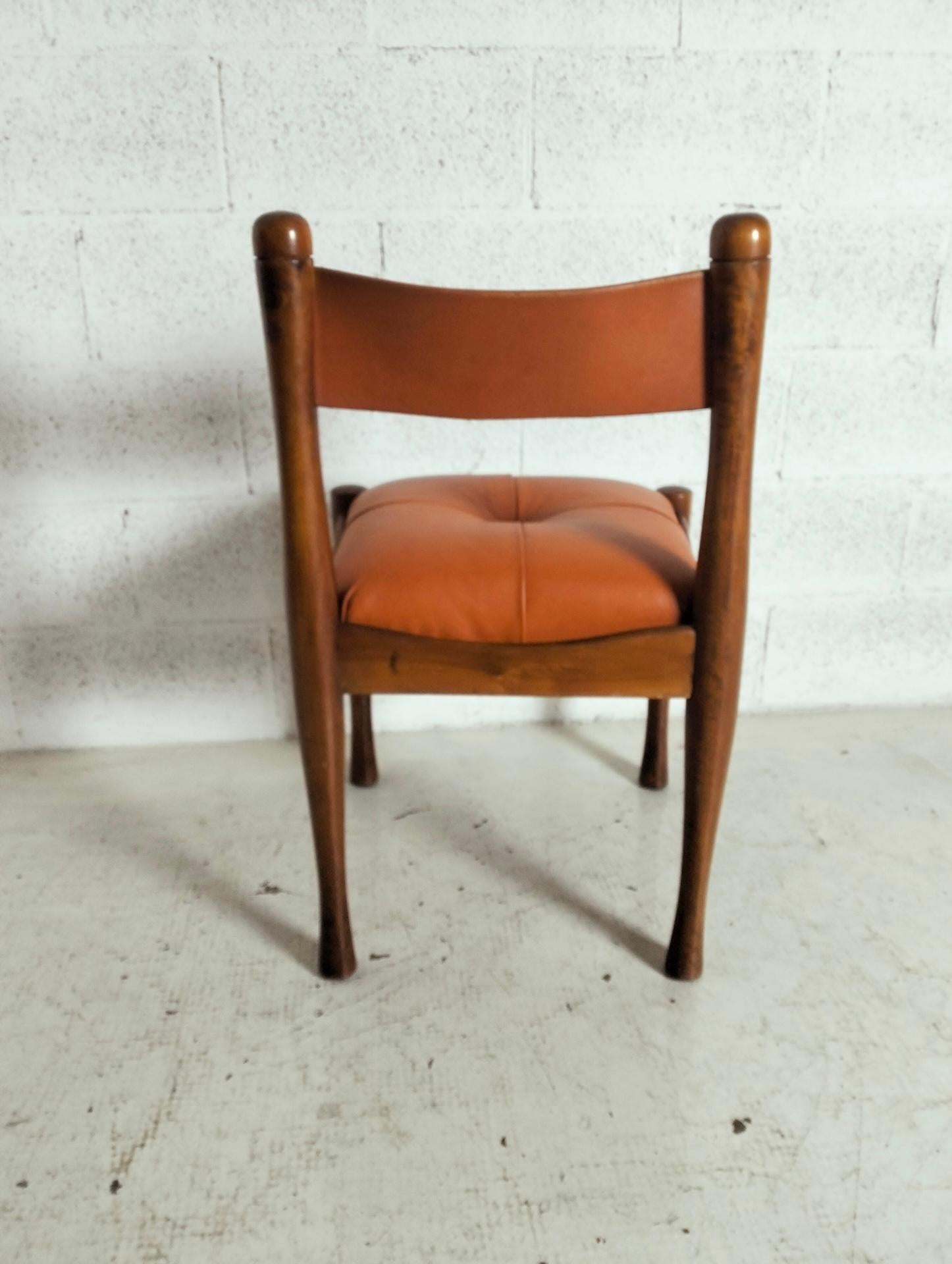 Set of 6 leather and walnut chairs by Silvio Coppola for Bernini 70s 6