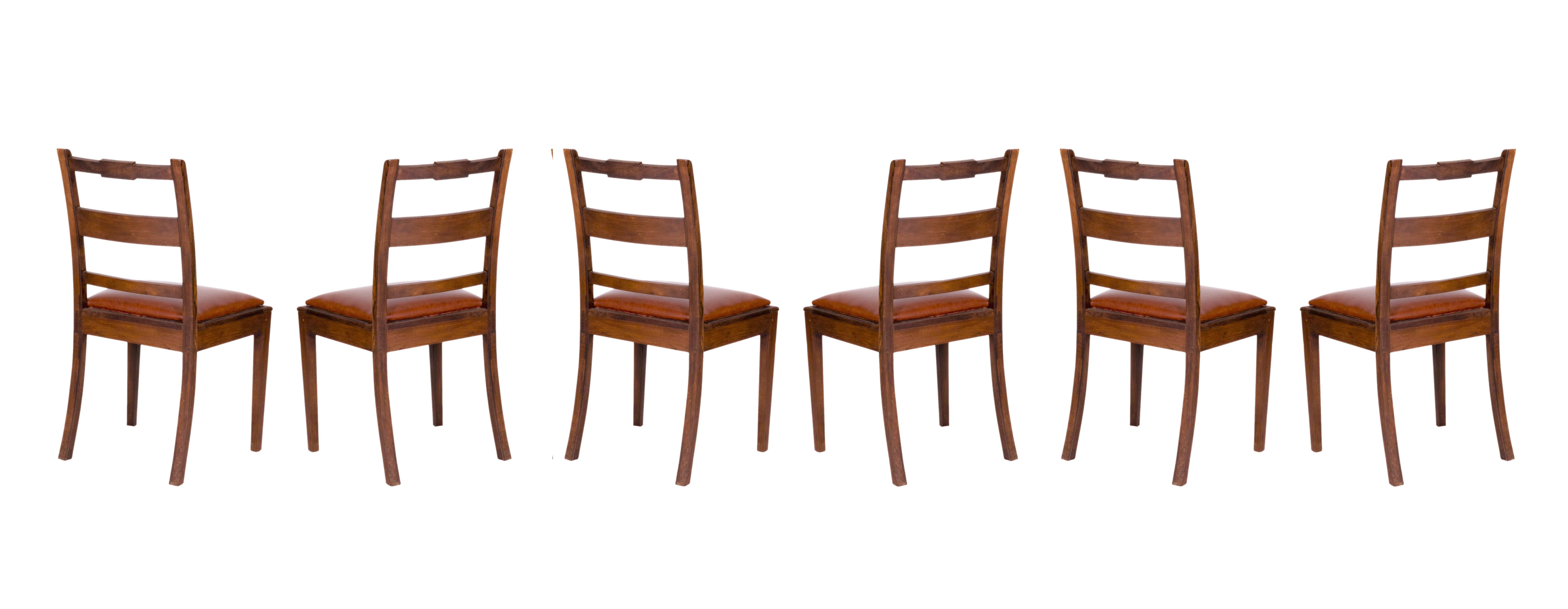 Set di 6 sedie barocche in pelle, (XX secolo) in vendita 4