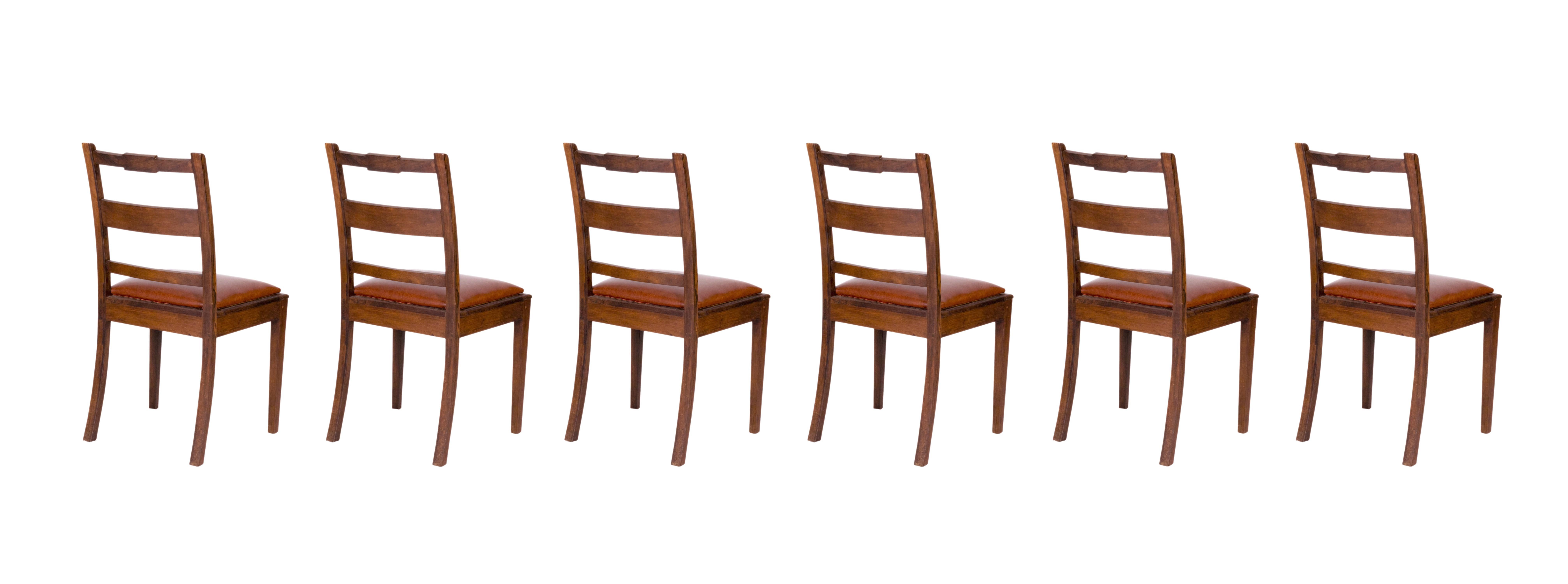 Set di 6 sedie barocche in pelle, (XX secolo) in vendita 7