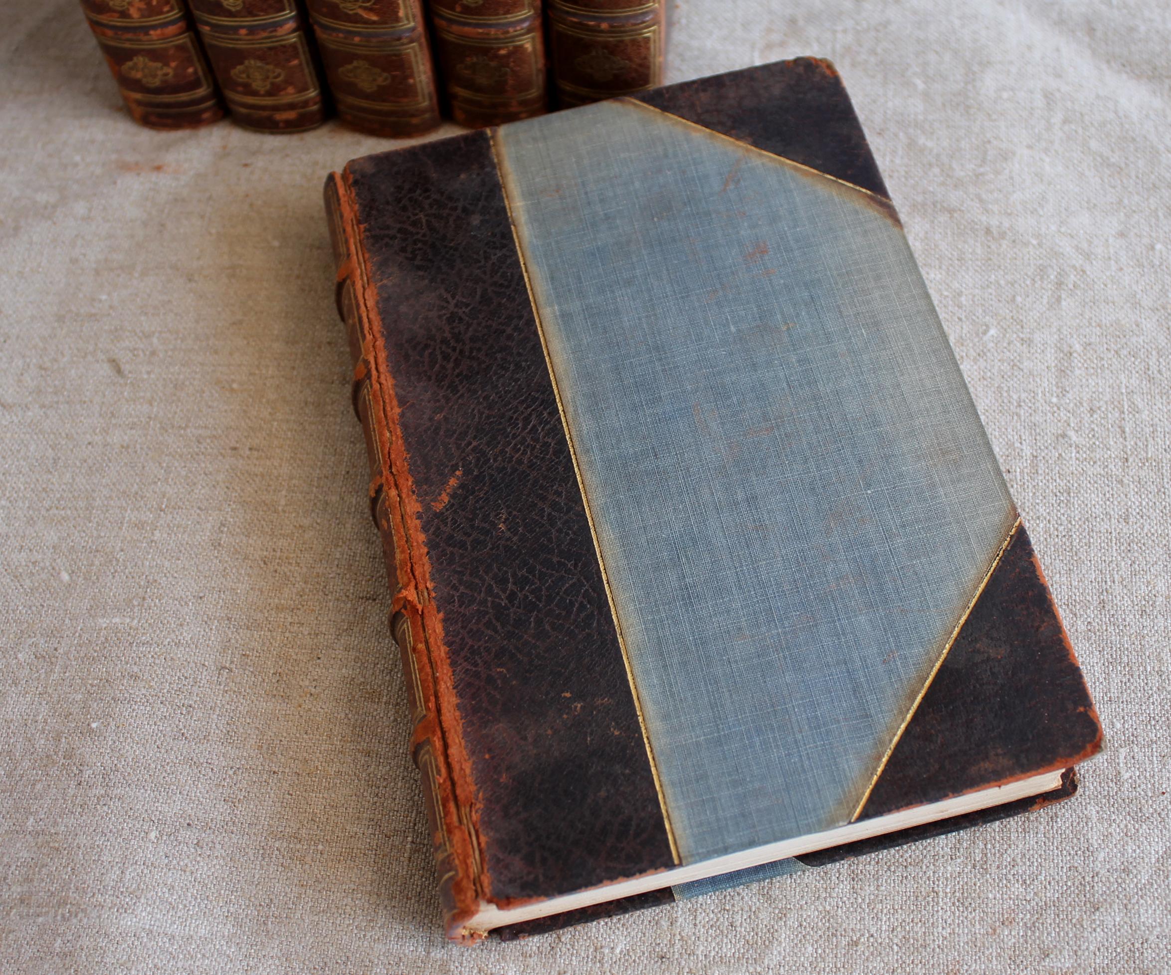 Set of 6 Leather Bound American Statesmen Antique Books In Fair Condition In Brea, CA