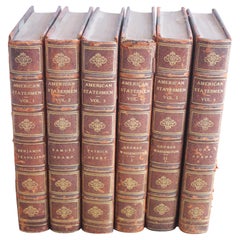 Set of 6 Leather Bound American Statesmen Antique Books