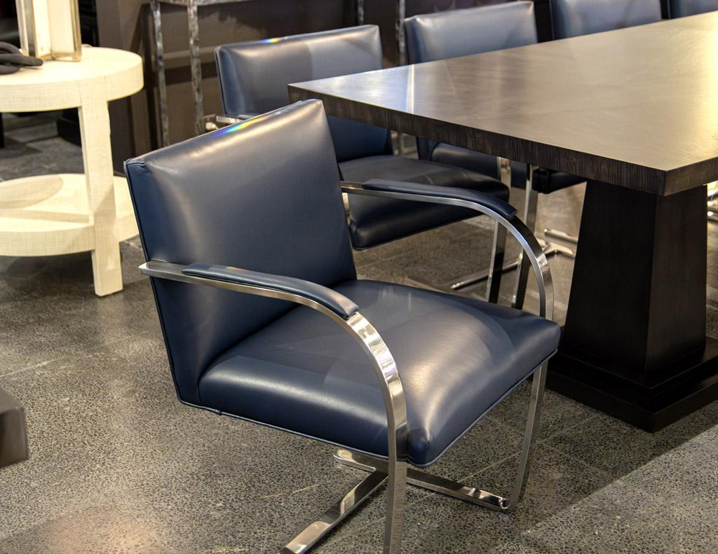 Set of 6 Leather Brno Dining Arm Chairs For Sale 8
