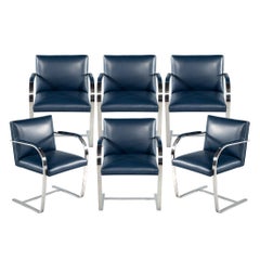 Set of 6 Leather Brno Dining Arm Chairs