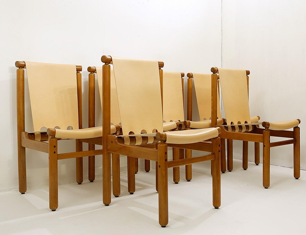 Set of 6 Leather Chairs by Ilmari Tapiovaara for La Permanente Mobili Cantù 8