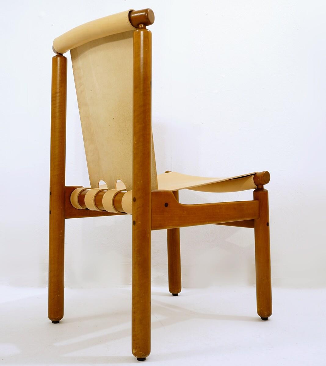 Italian Set of 6 Leather Chairs by Ilmari Tapiovaara for La Permanente Mobili Cantù