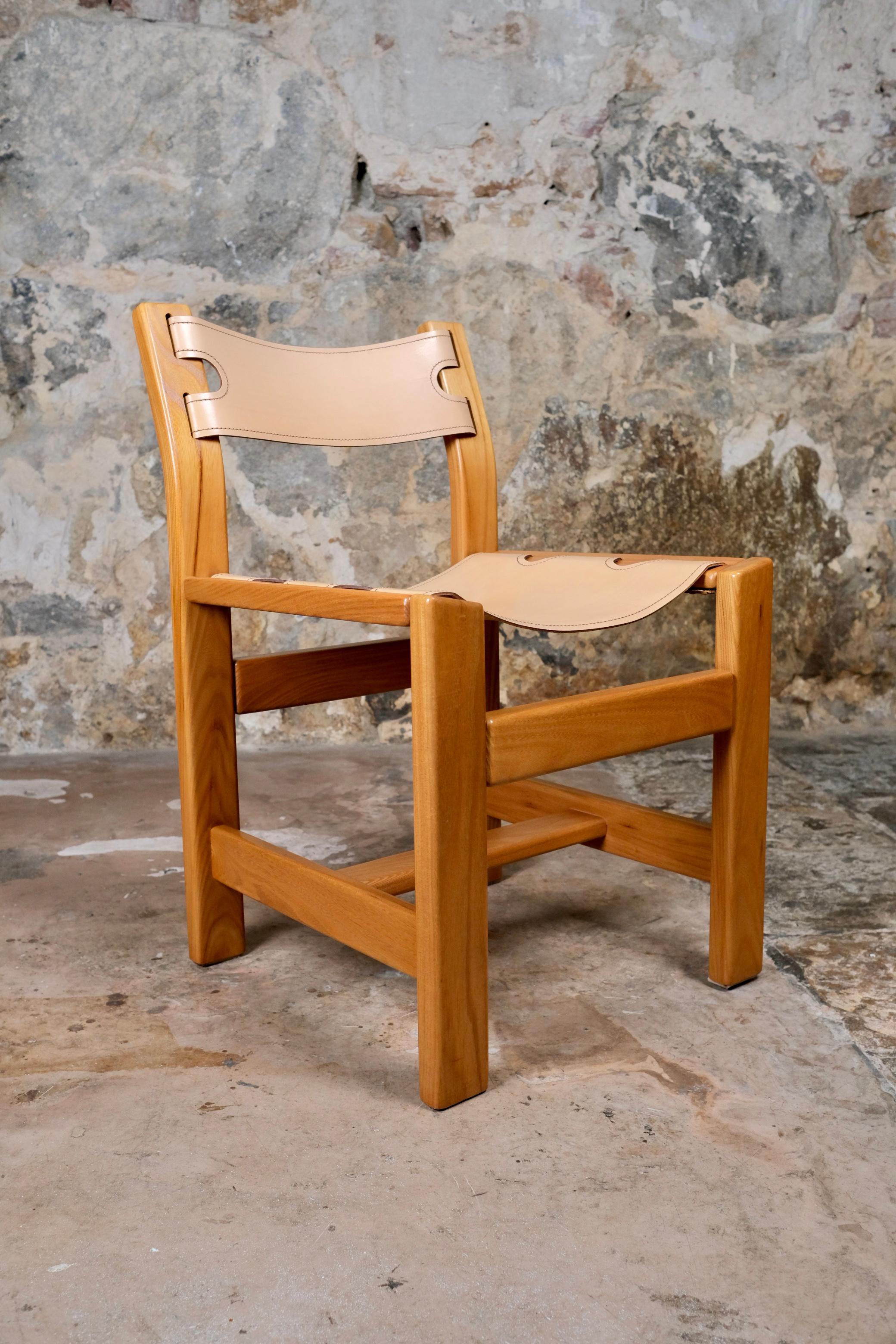 Set of 6 leather chairs by Maison Regain, made in France, 1980s For Sale 3