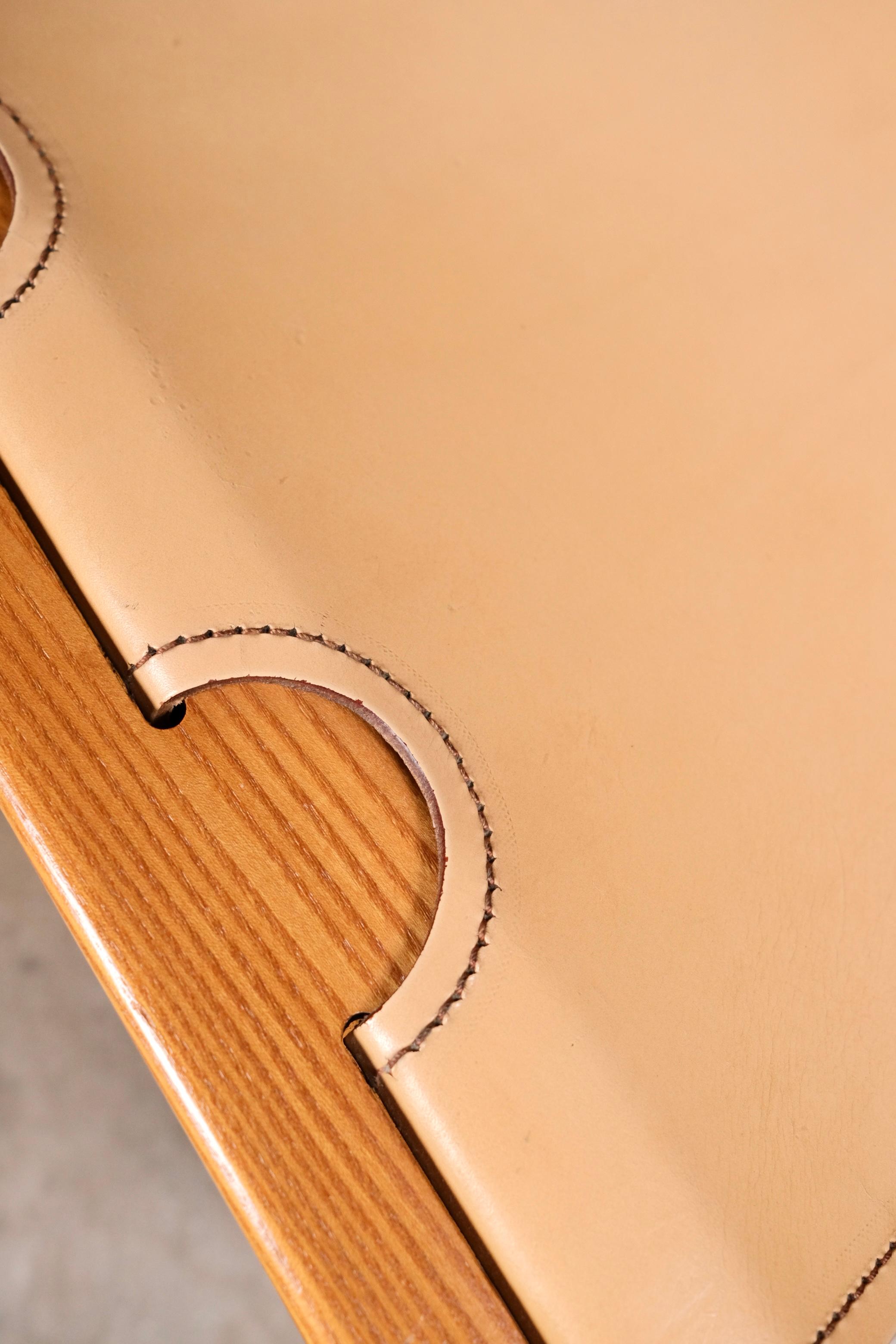 Set of 6 leather chairs by Maison Regain, made in France, 1980s For Sale 10