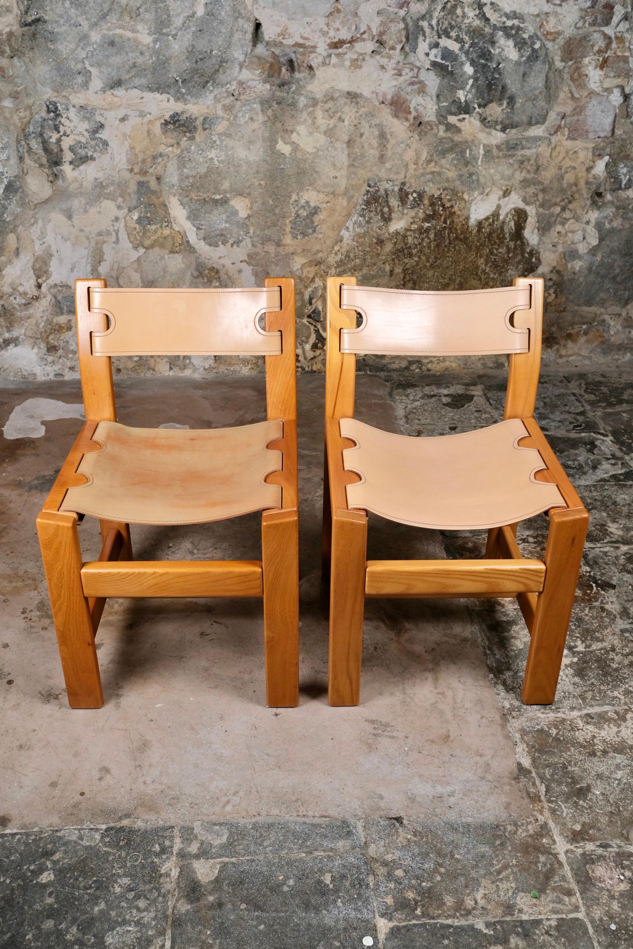 Set of 6 leather chairs by Maison Regain, made in France, 1980s For Sale 13