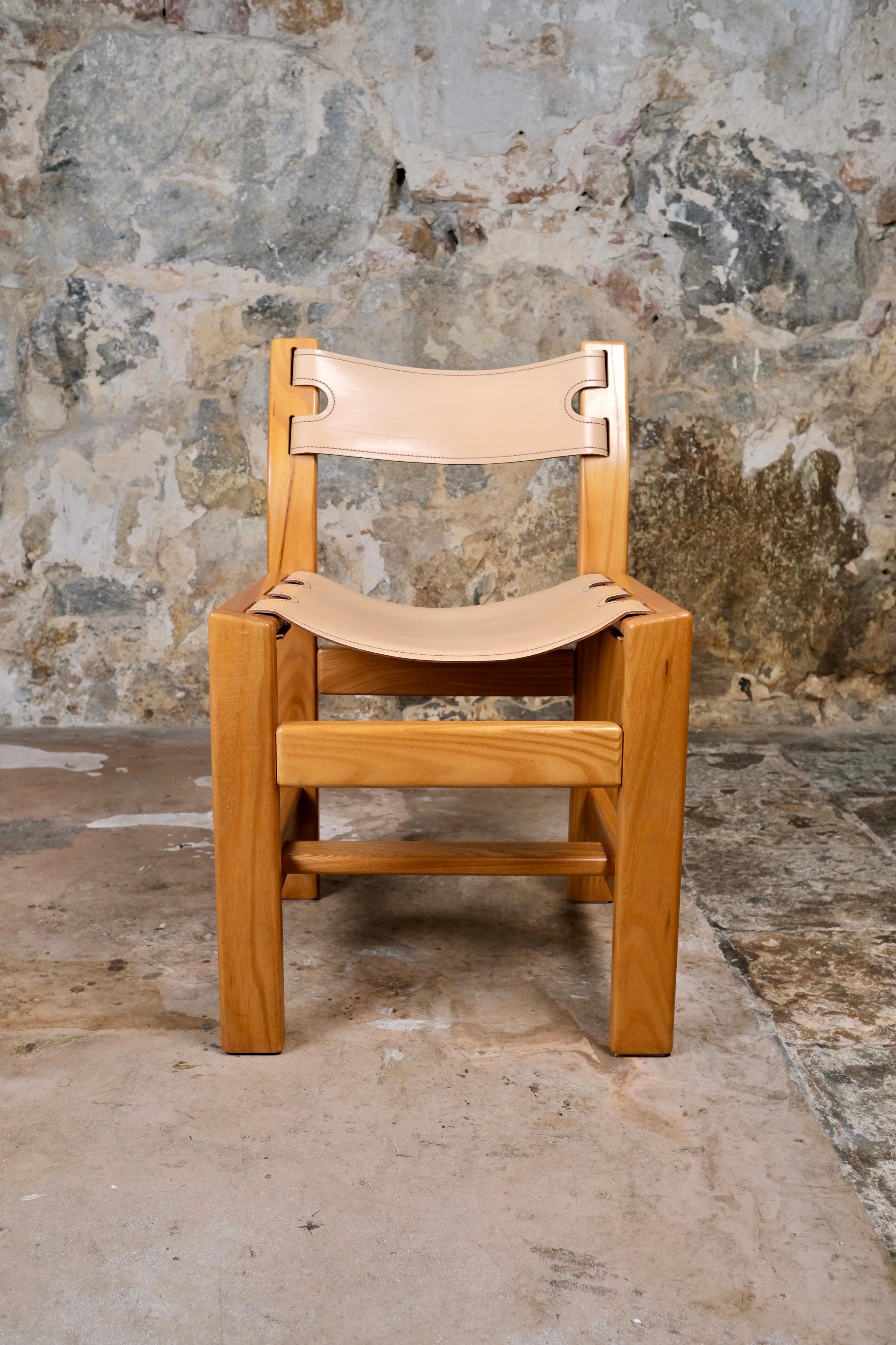 Set of 6 leather chairs by Maison Regain, made in France, 1980s For Sale 1