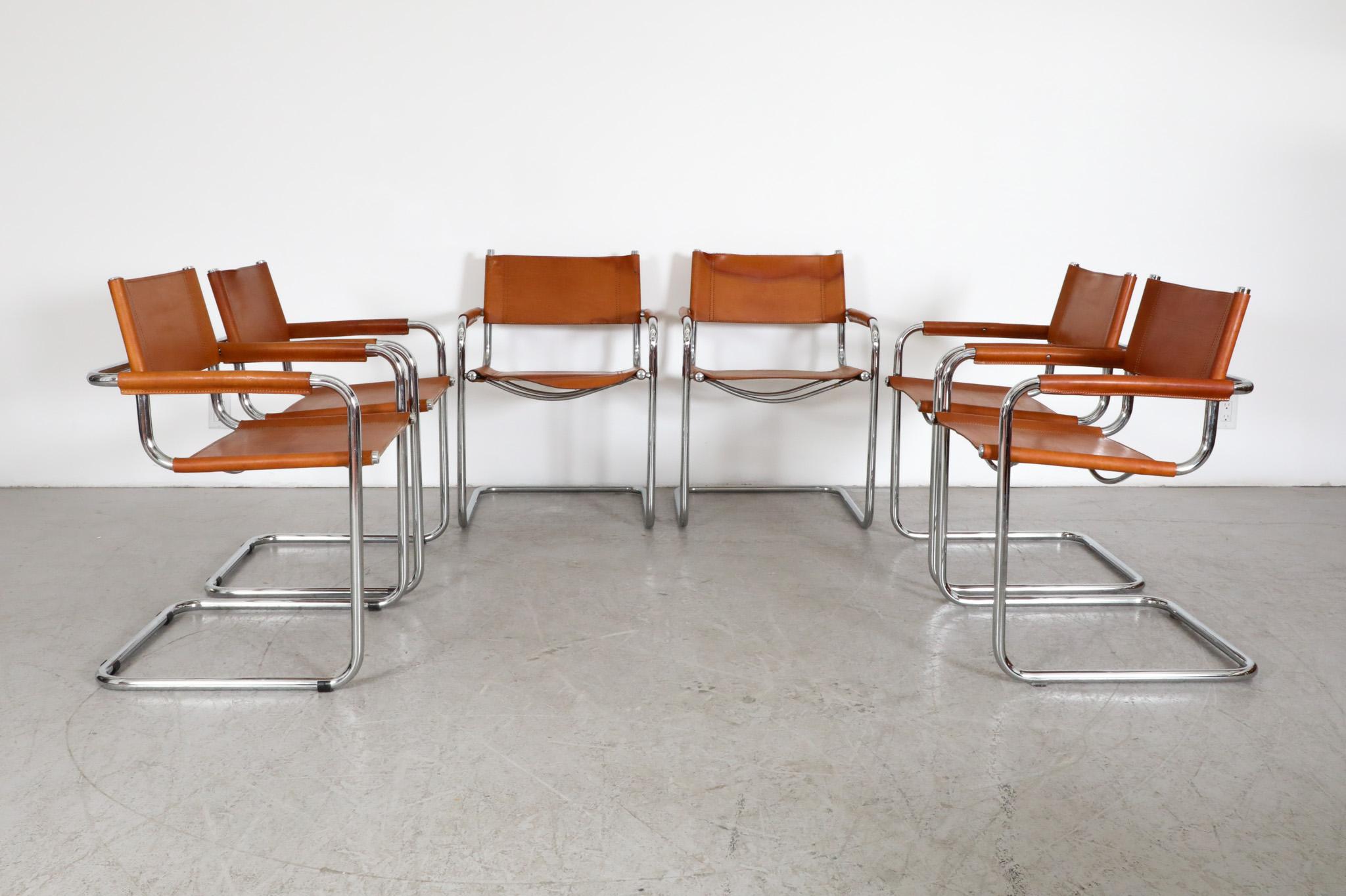 Mid-Century Modern Set of 6 Leather Chairs by Mart Stam for Thonet, 1926