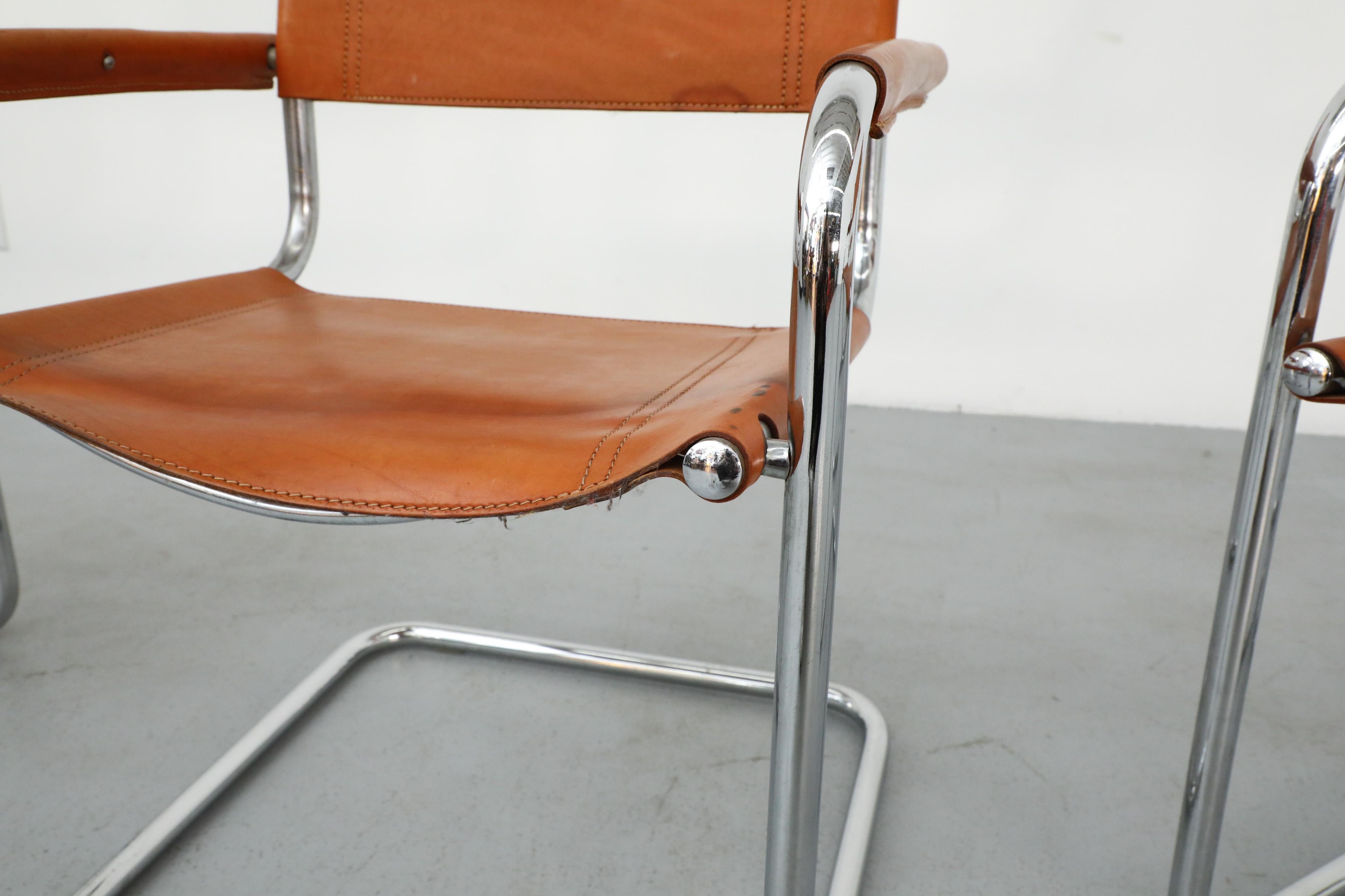 Mid-Century Modern Set of 6 Leather Chairs by Mart Stam for Thonet, 1926