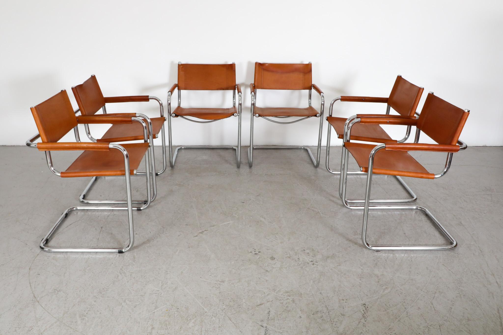 German Set of 6 Leather Chairs by Mart Stam for Thonet, 1926