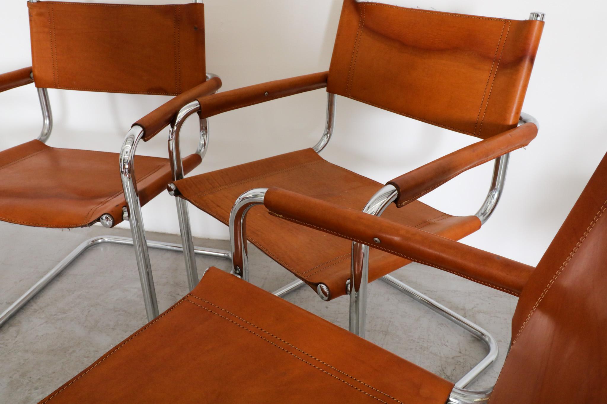 Early 20th Century Set of 6 Leather Chairs by Mart Stam for Thonet, 1926
