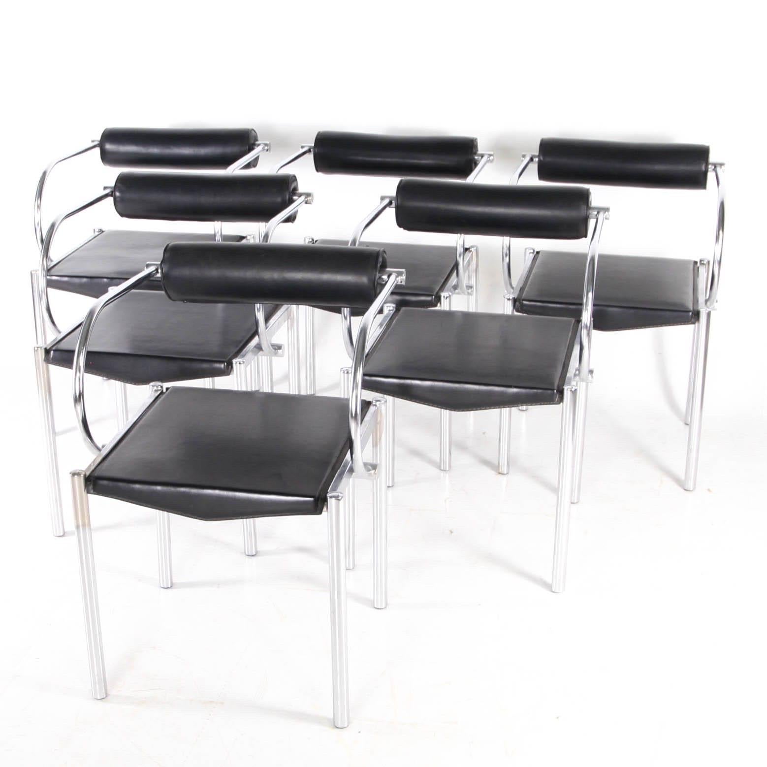 Set di 6 sedie in pelle in vendita 3
