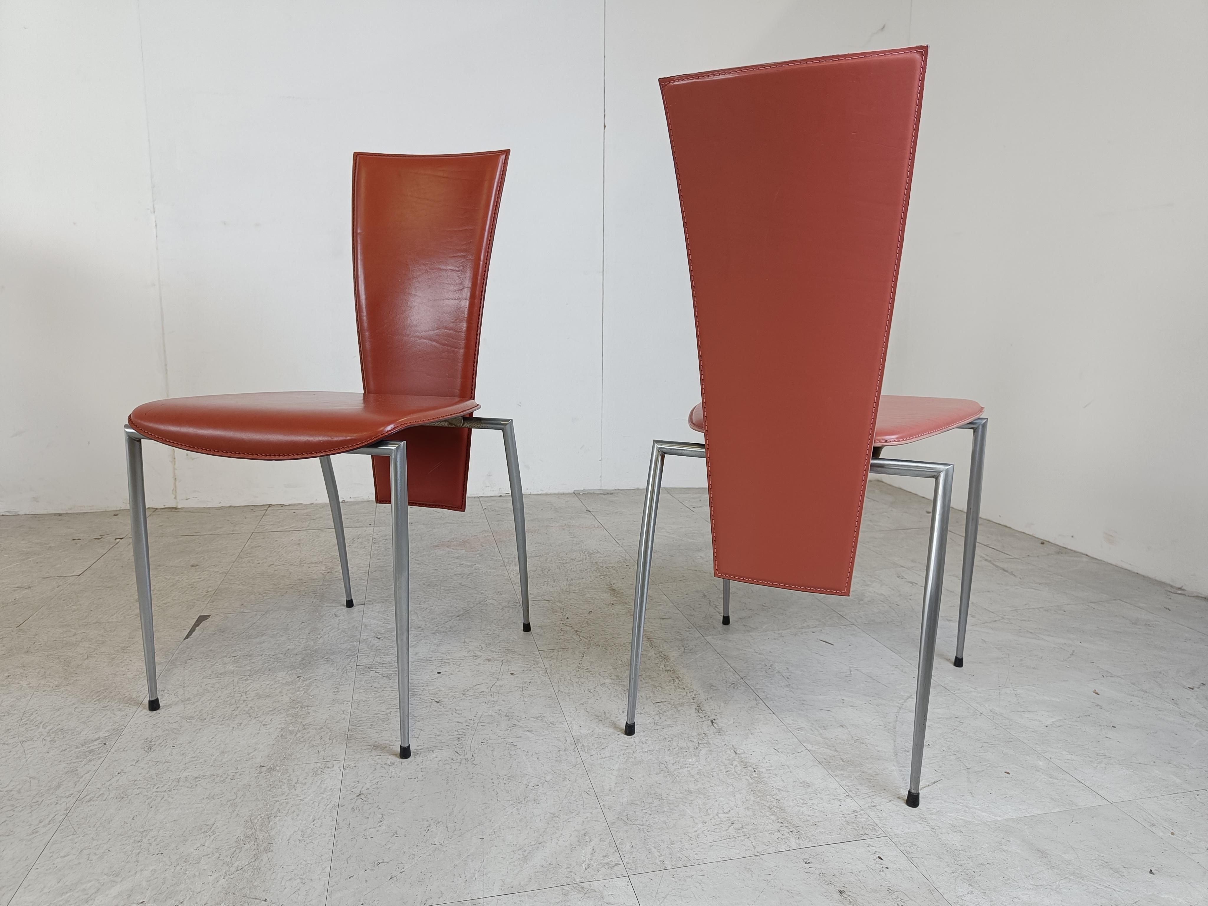 Set of 6 leather dining chairs by Arrben Italy, 1980s 3
