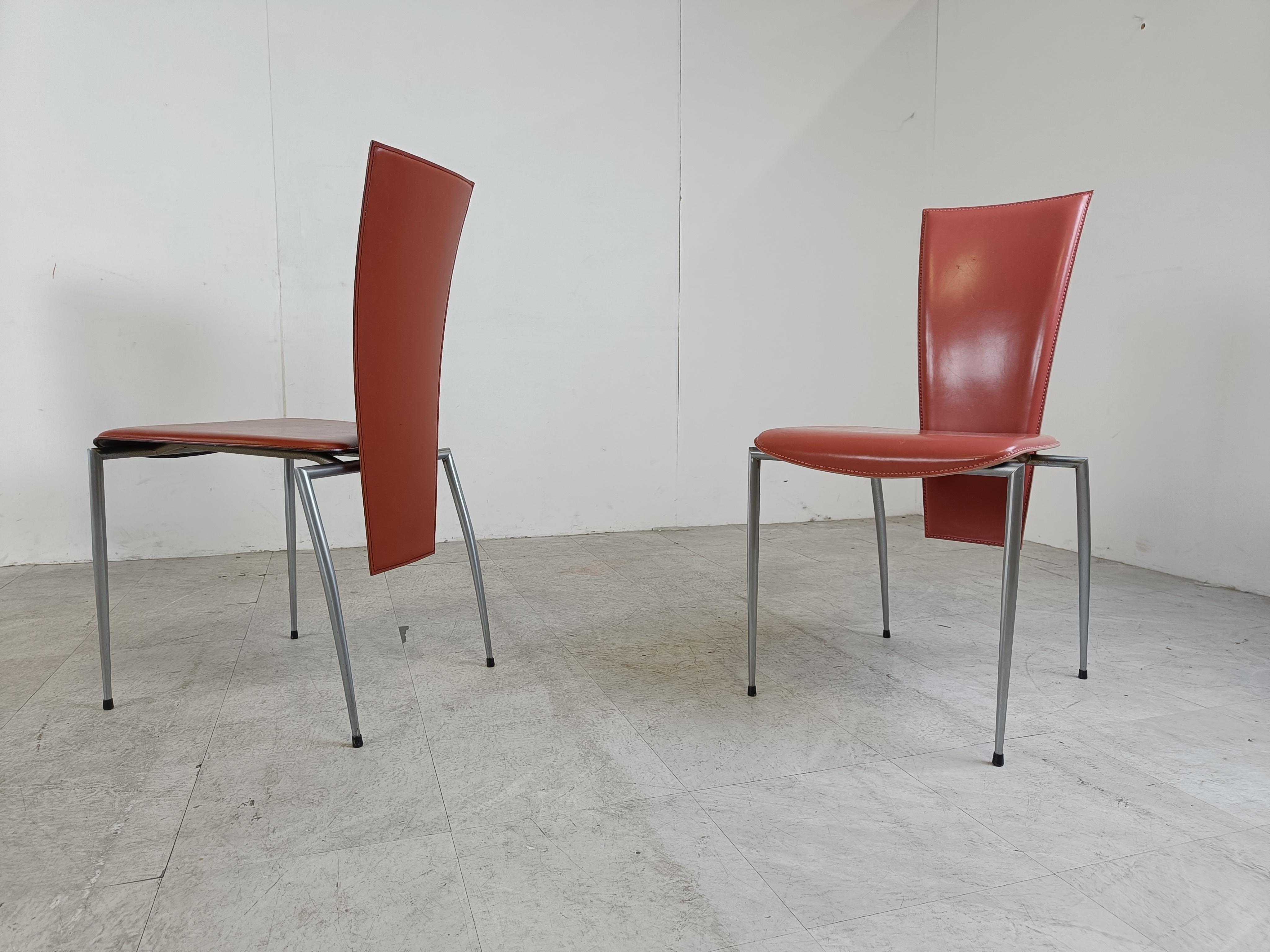 Set of 6 leather dining chairs by Arrben Italy, 1980s 1