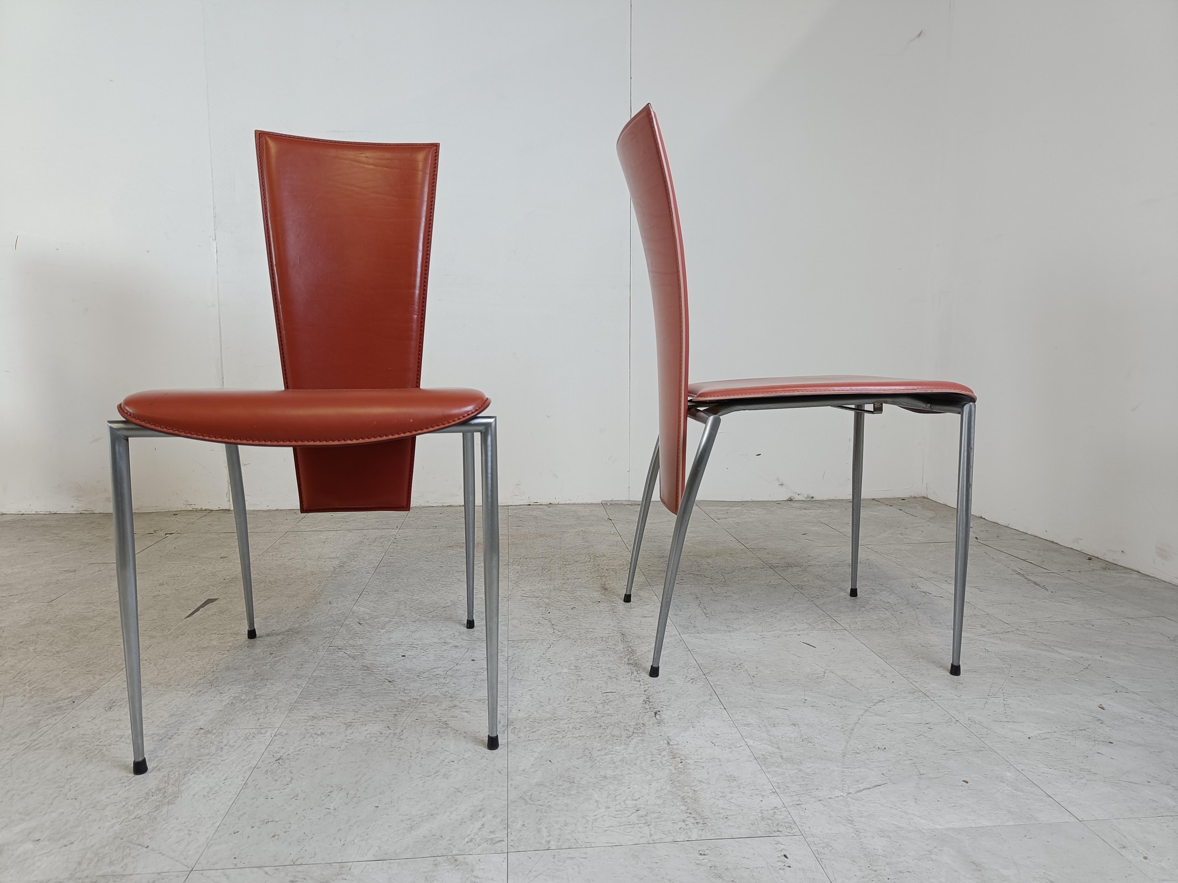 Set of 6 leather dining chairs by Arrben Italy, 1980s 2