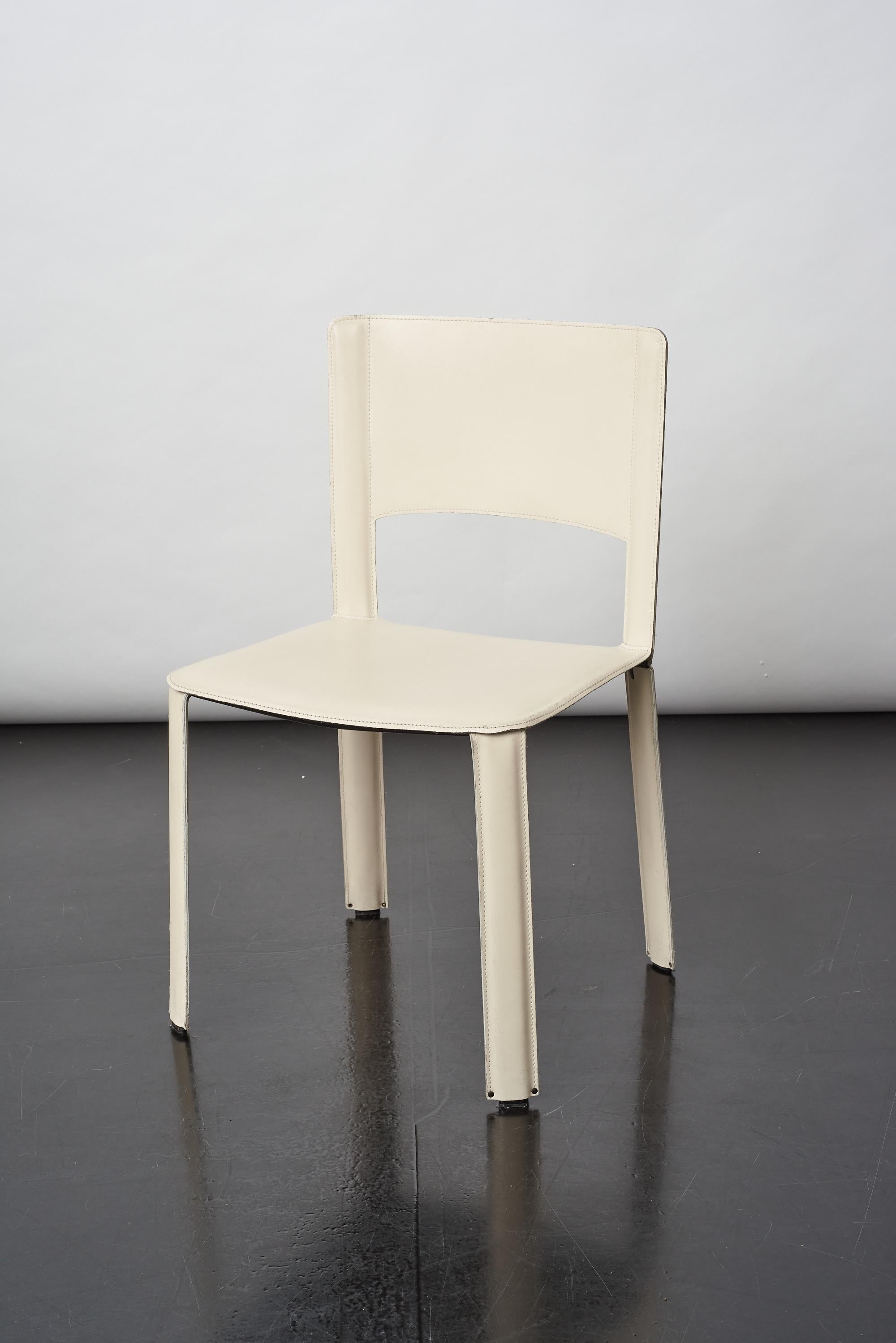 Modern Set of 6 Leather Dining Chairs by Cidue, Italy 1980s