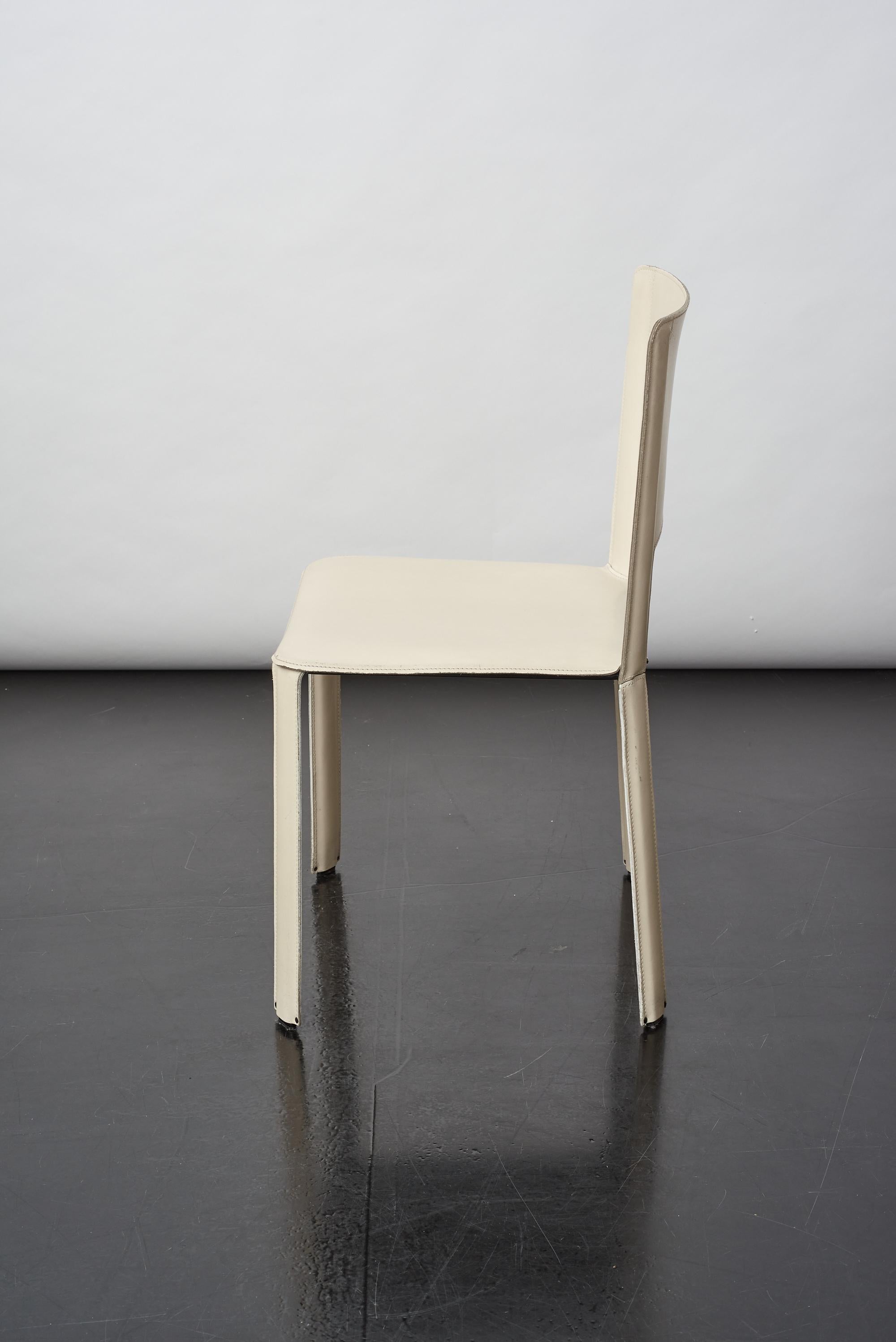 Italian Set of 6 Leather Dining Chairs by Cidue, Italy 1980s