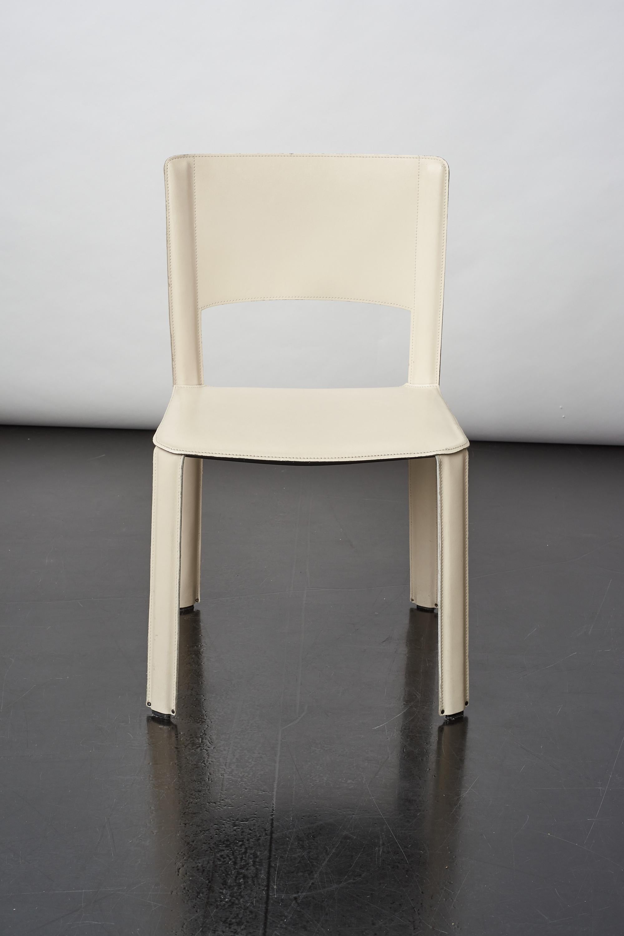 Late 20th Century Set of 6 Leather Dining Chairs by Cidue, Italy 1980s