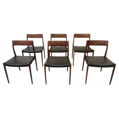 Set of 6 Leather Dining Chairs by Niels O. Møller, Denmark ca. 1960s