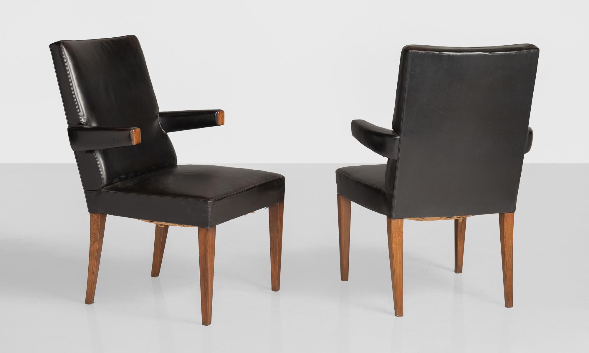 Modern Set of (6) Leather Dining Chairs, England, circa 1960