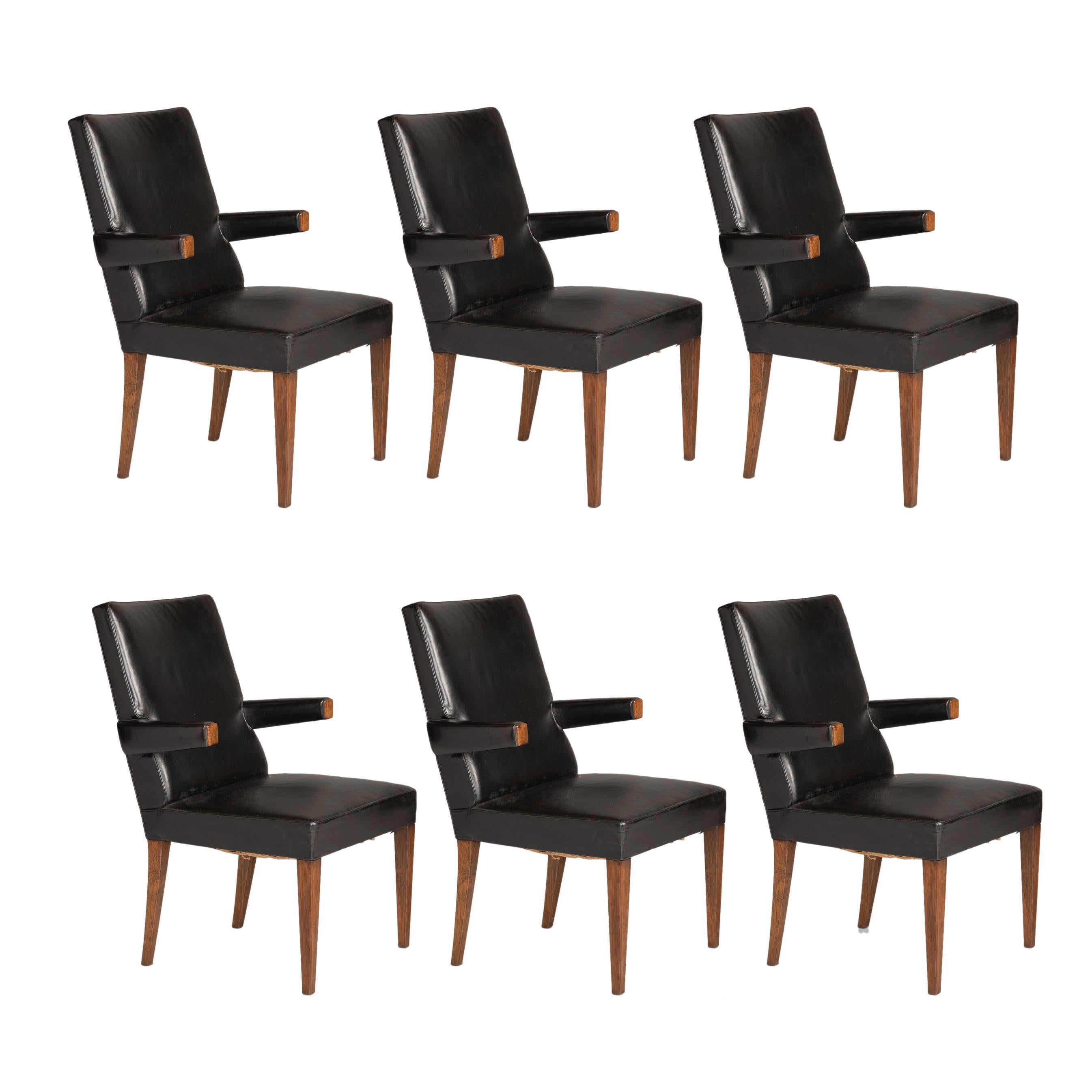Set of (6) Leather Dining Chairs, England, circa 1960