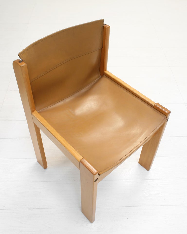 Set of 6 Leather Sling Dining Chairs from Ibisco, Italy at 1stDibs