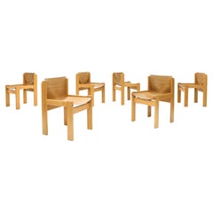 Set of 6 Leather Sling Dining Chairs from Ibisco, Italy
