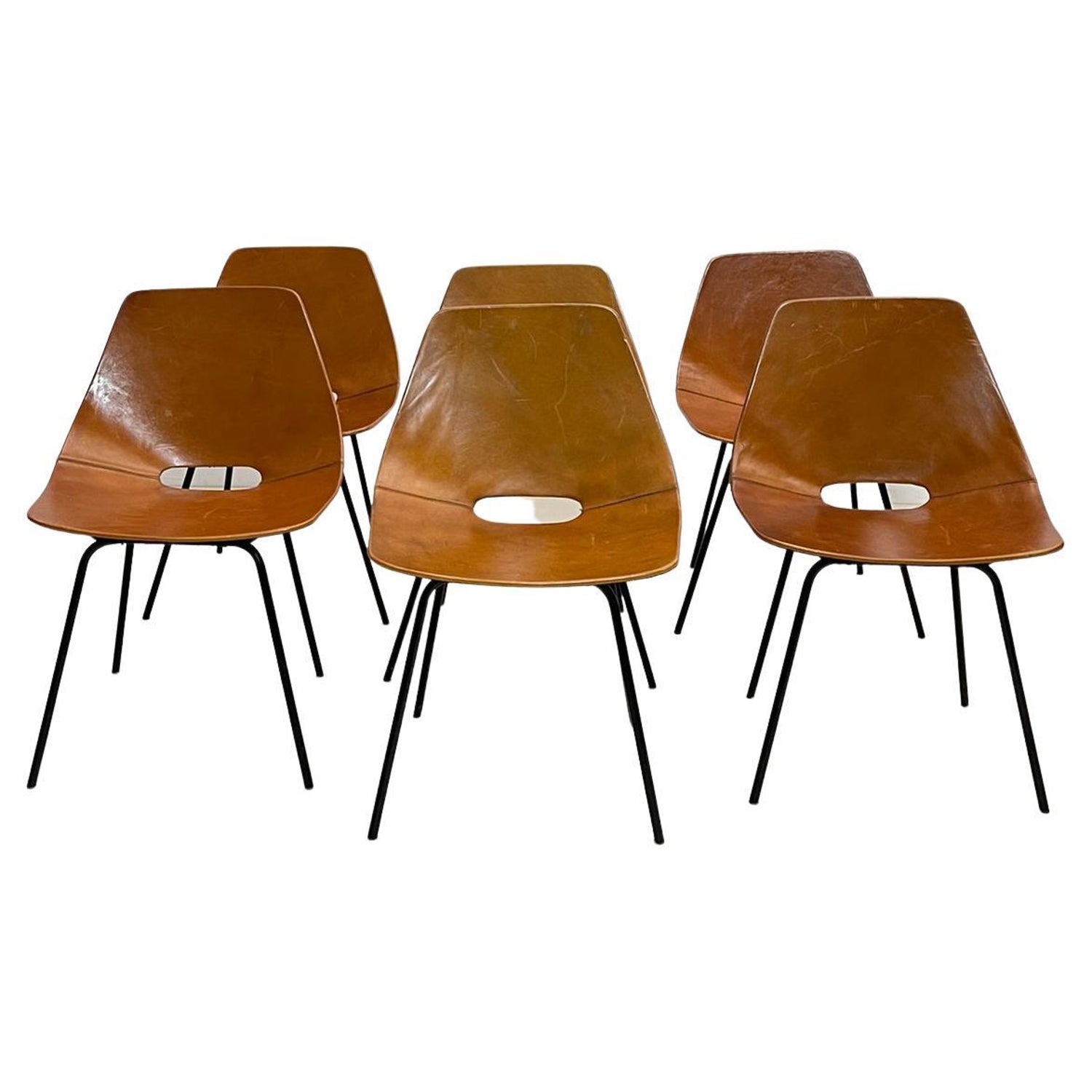Pierre Guariche Set of Six "Chaise Tonneau" For Sale at 1stDibs | chaise  tonneau guariche, pierre guariche chaise tonneau