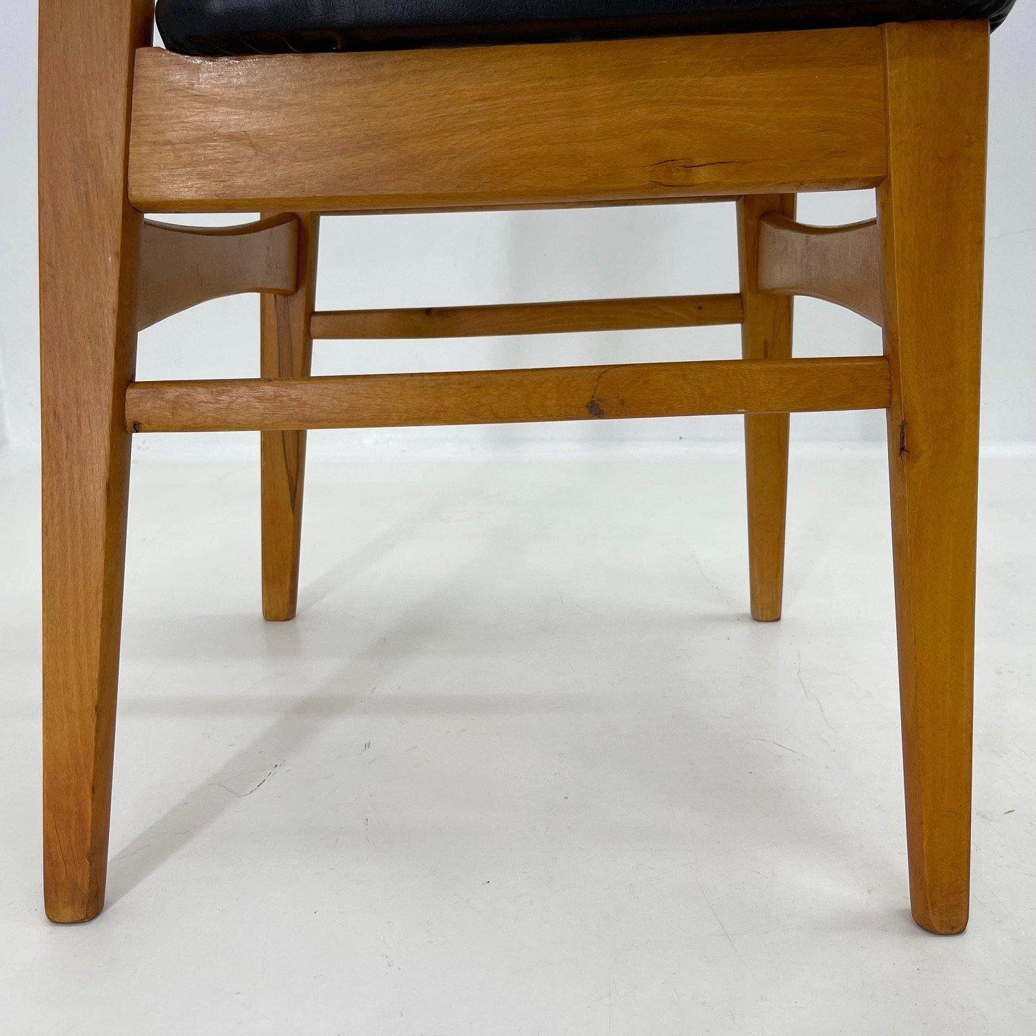 Set of 6 Leatherette & Wood Chairs, Czechoslovakia, 1960's For Sale 5