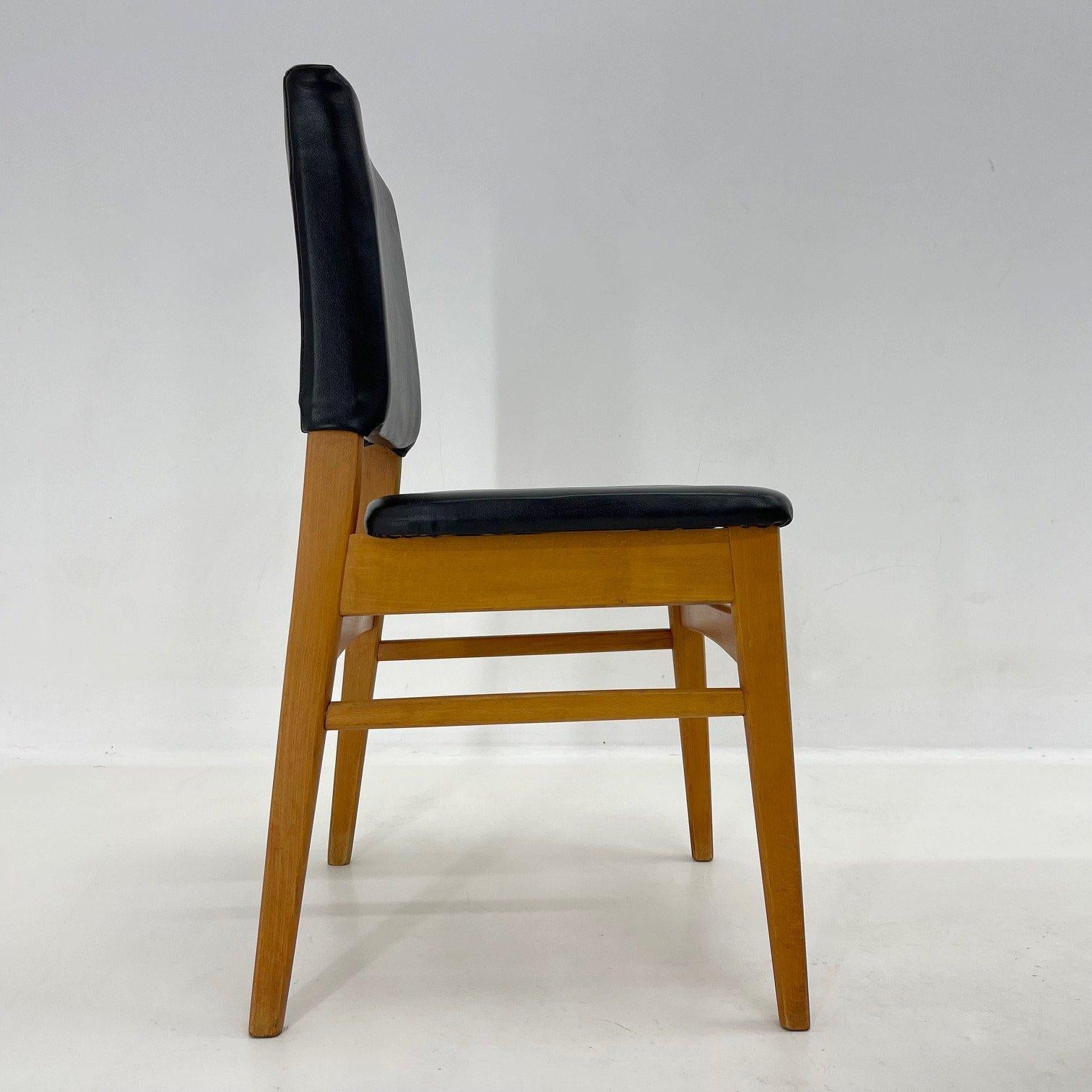 Set of 6 Leatherette & Wood Chairs, Czechoslovakia, 1960's For Sale 2