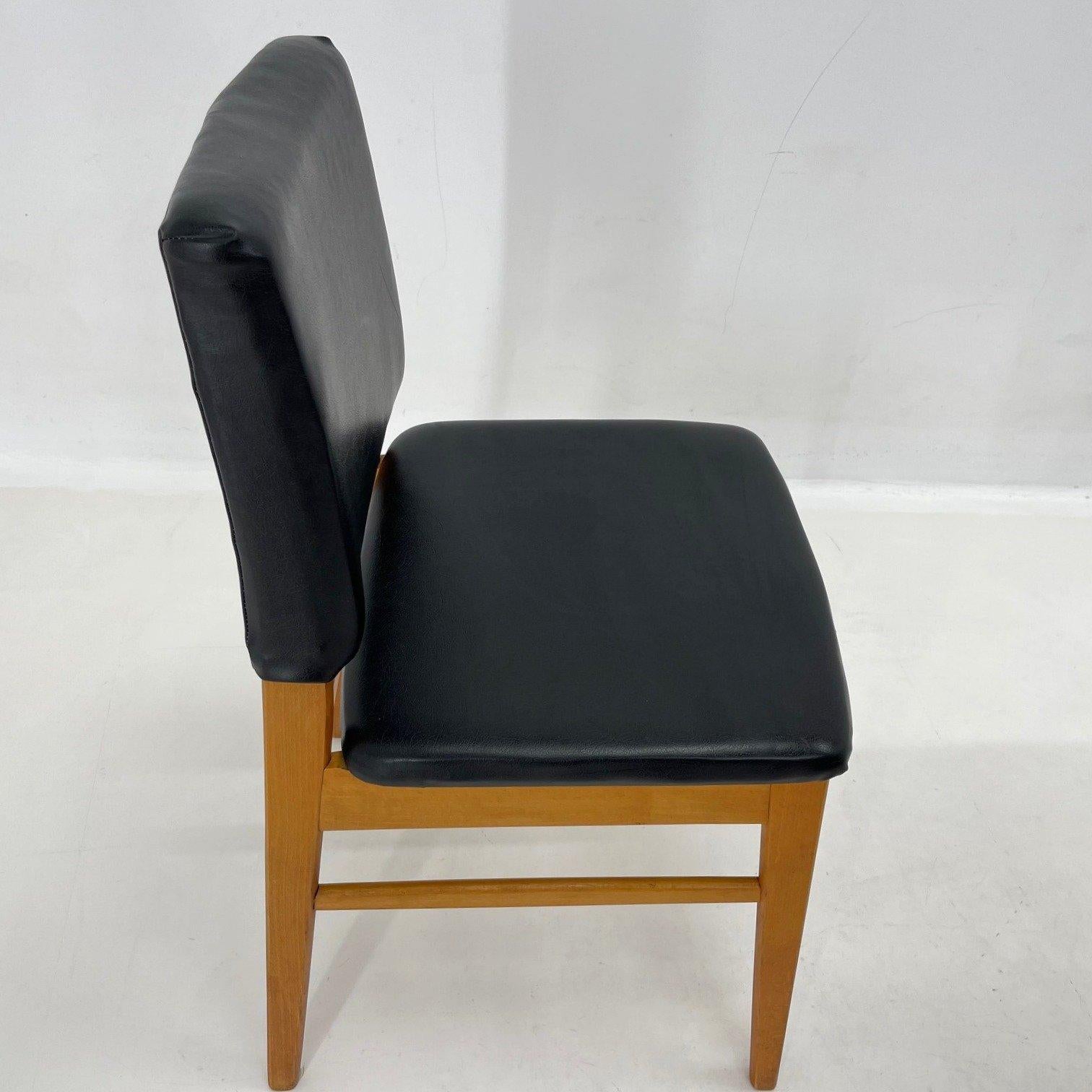 Set of 6 Leatherette & Wood Chairs, Czechoslovakia, 1960's For Sale 3