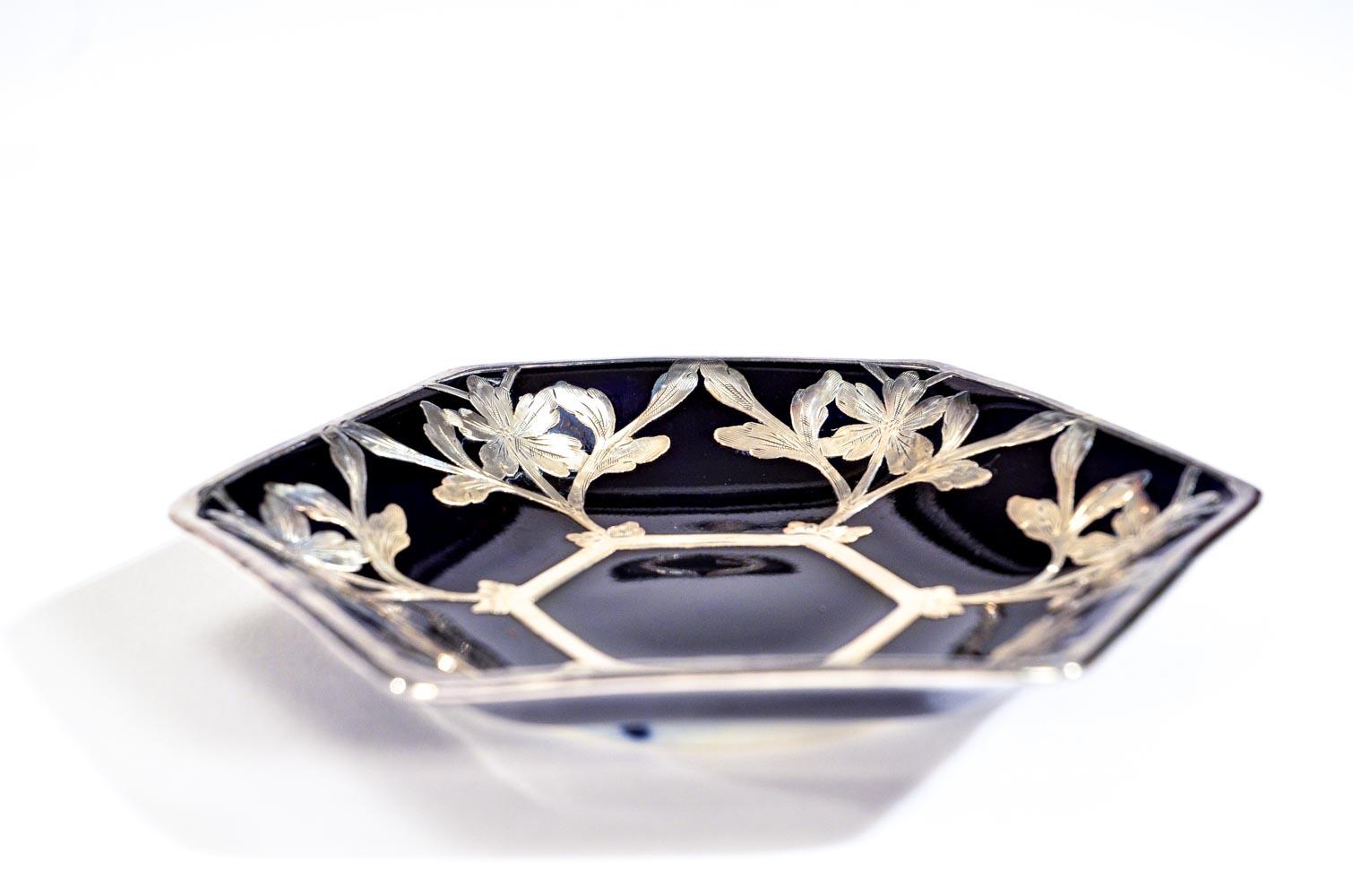 Set of 6 Lenox Art Nouveau Silver Overlay Cup & Saucers For Sale 1