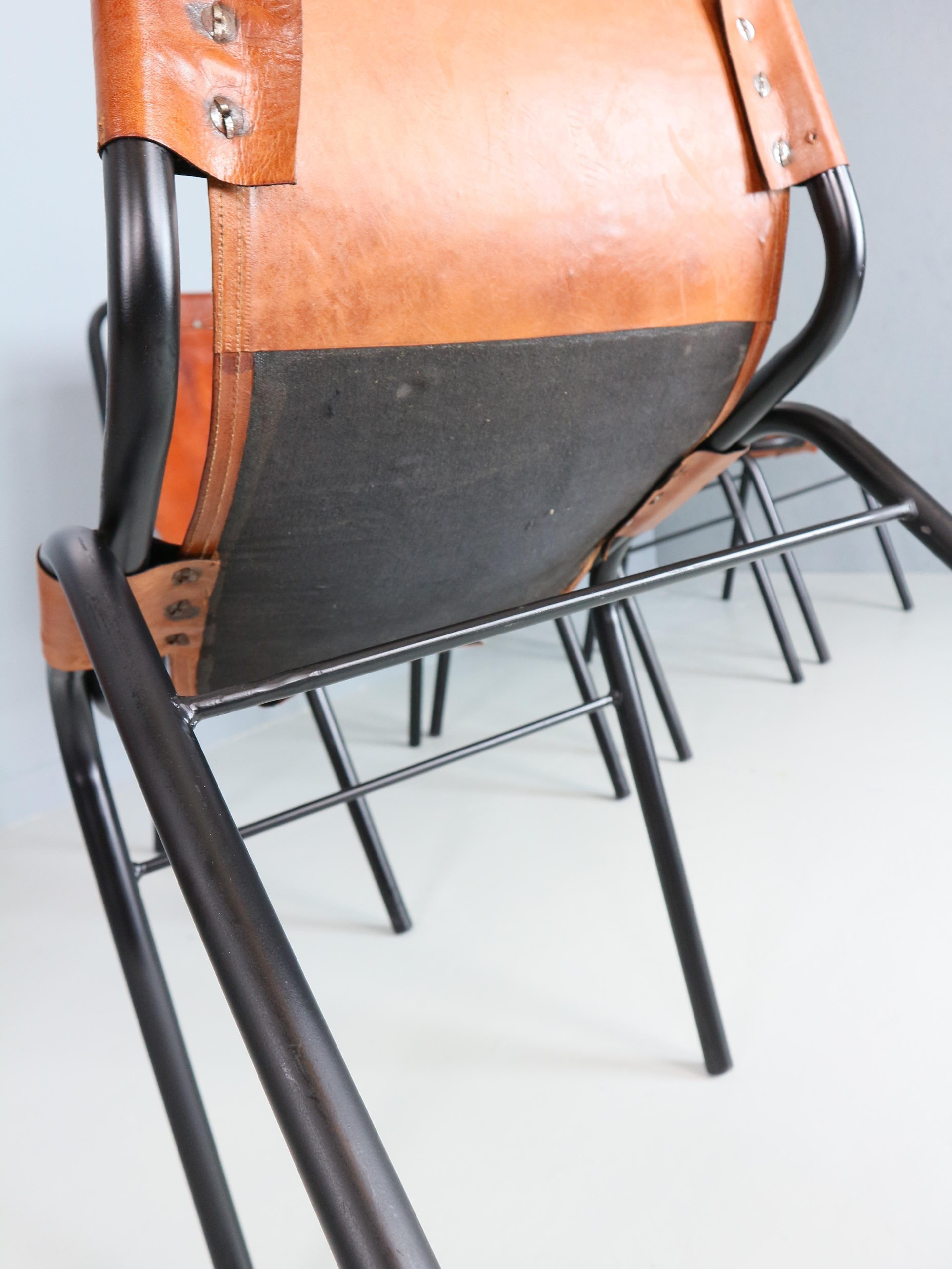 Set di 6 sedie da pranzo Les Arcs in pelle cognac selezionate da C.Perriand anni '60 in vendita 9